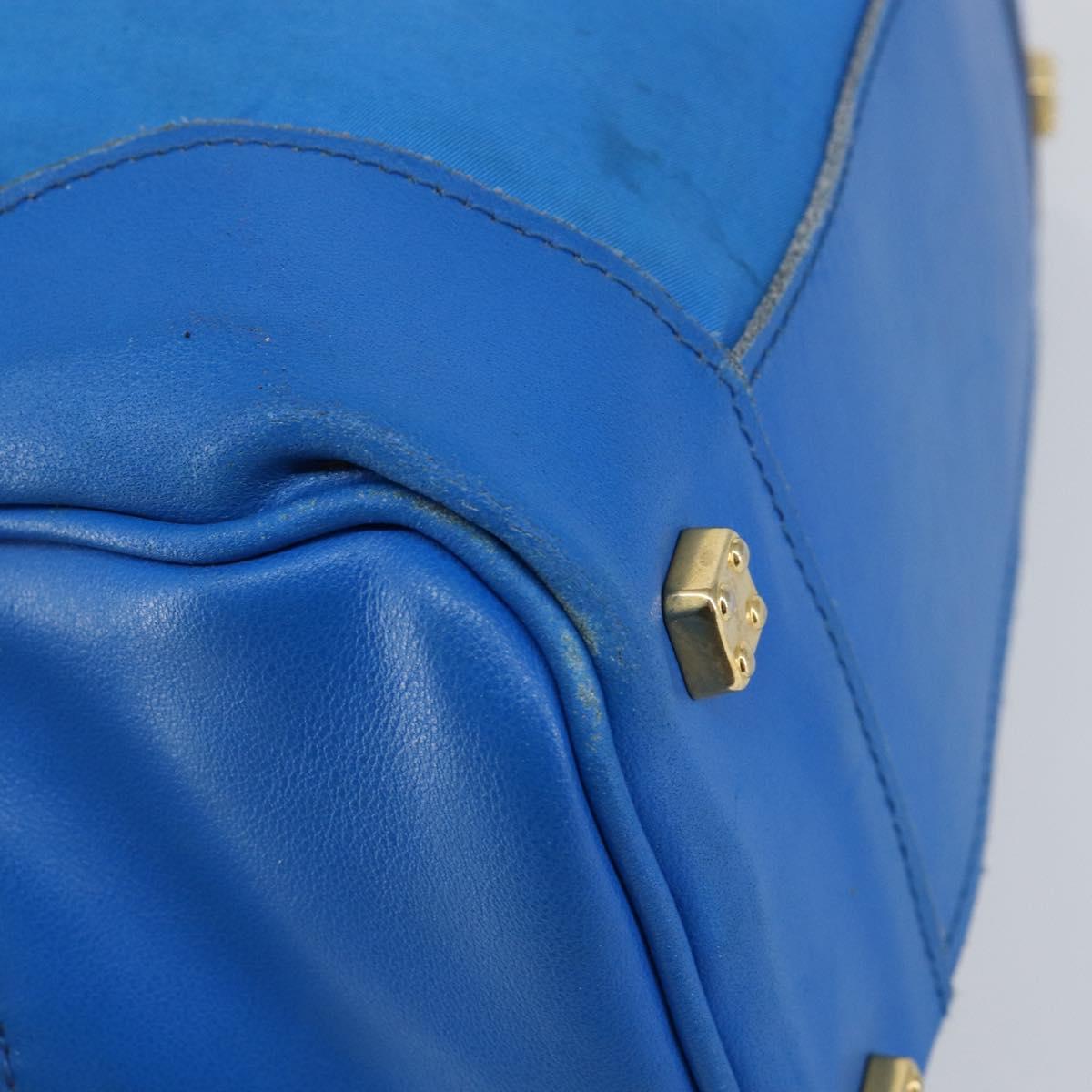 LOEWE Anagram Amazonas Hand Bag Nylon Blue Gold Auth bs29731