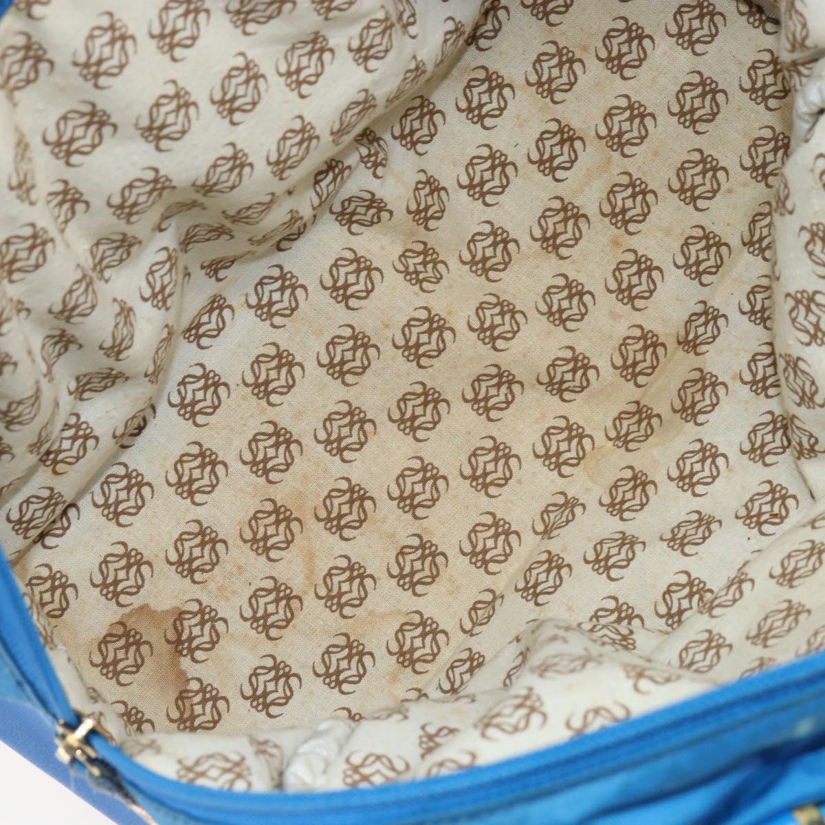 LOEWE Anagram Amazonas Hand Bag Nylon Blue Gold Auth bs29731