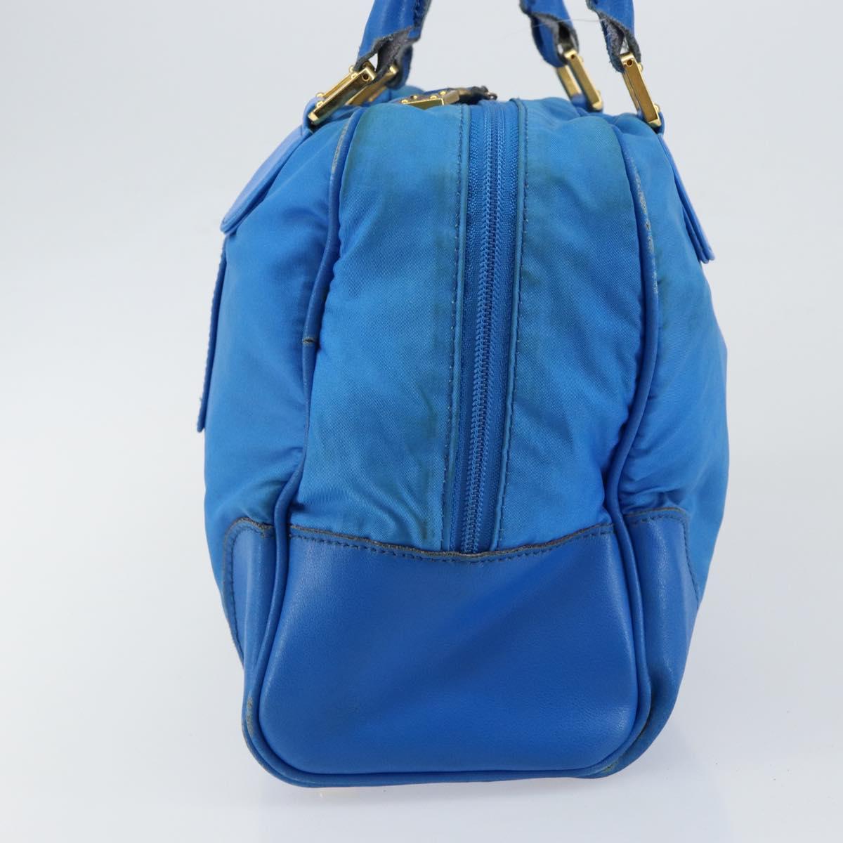 LOEWE Anagram Amazonas Hand Bag Nylon Blue Gold Auth bs29731