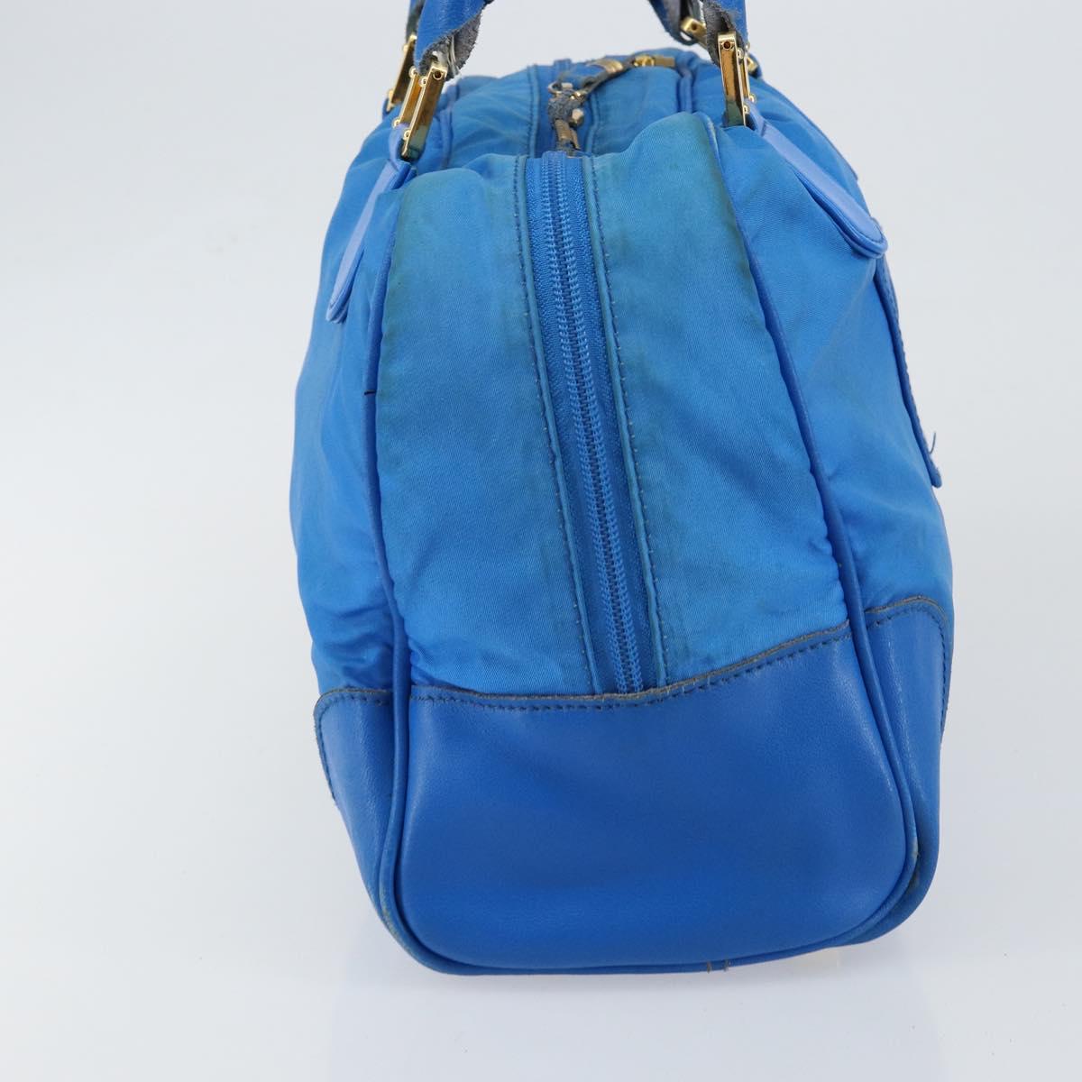 LOEWE Anagram Amazonas Hand Bag Nylon Blue Gold Auth bs29731