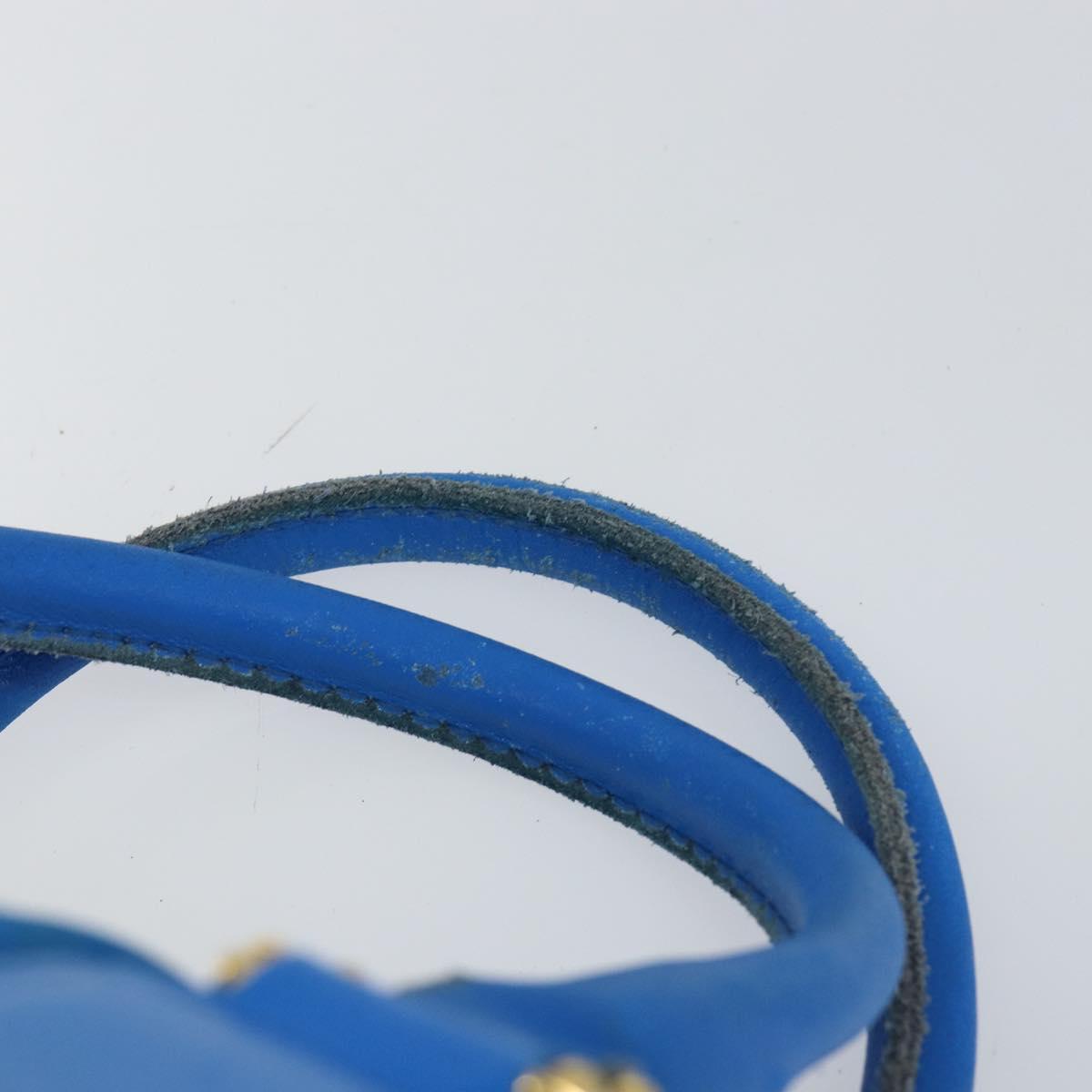 LOEWE Anagram Amazonas Hand Bag Nylon Blue Gold Auth bs29731