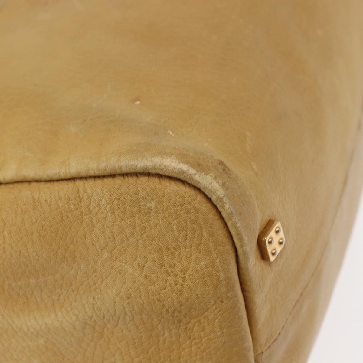 LOEWE Anagram Hand Bag Leather Beige Gold Auth bs29735