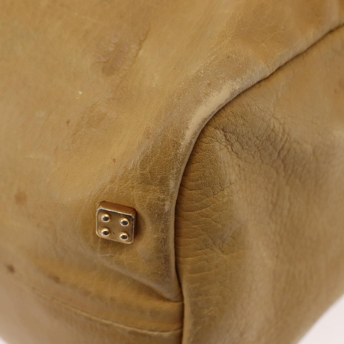 LOEWE Anagram Hand Bag Leather Beige Gold Auth bs29735
