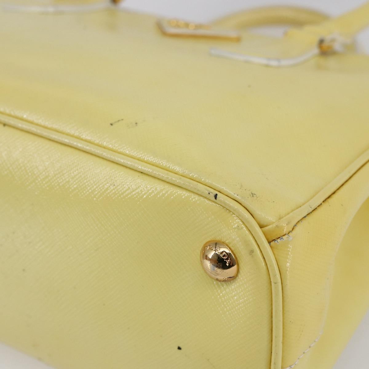 PRADA Hand Bag Patent leather Beige Gold Auth bs29737