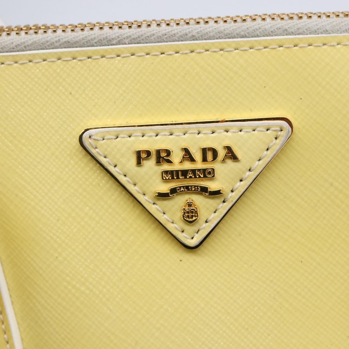 PRADA Hand Bag Patent leather Beige Gold Auth bs29737