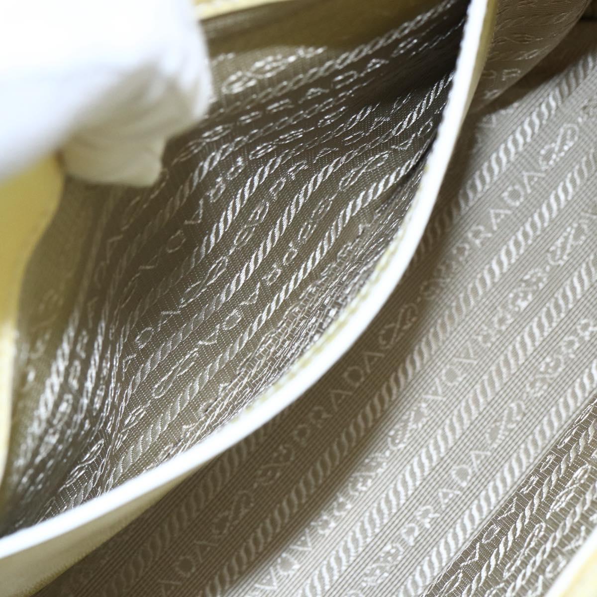 PRADA Hand Bag Patent leather Beige Gold Auth bs29737