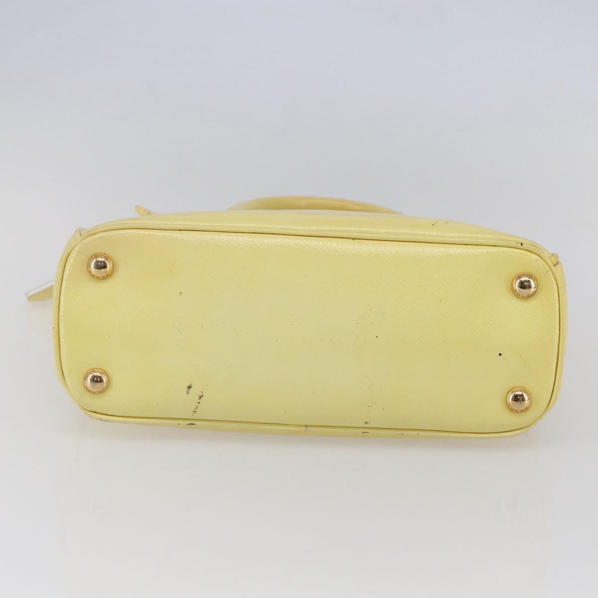 PRADA Hand Bag Patent leather Beige Gold Auth bs29737