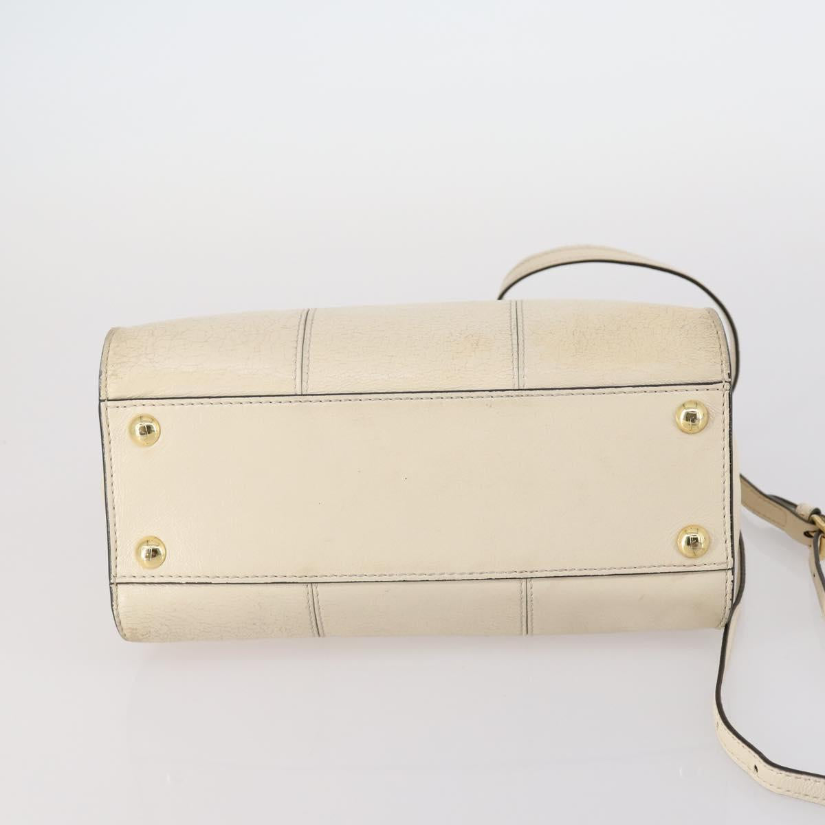 FENDI Mini Peek A Boo Hand Bag Leather 2way Ivory gold Auth bs29739