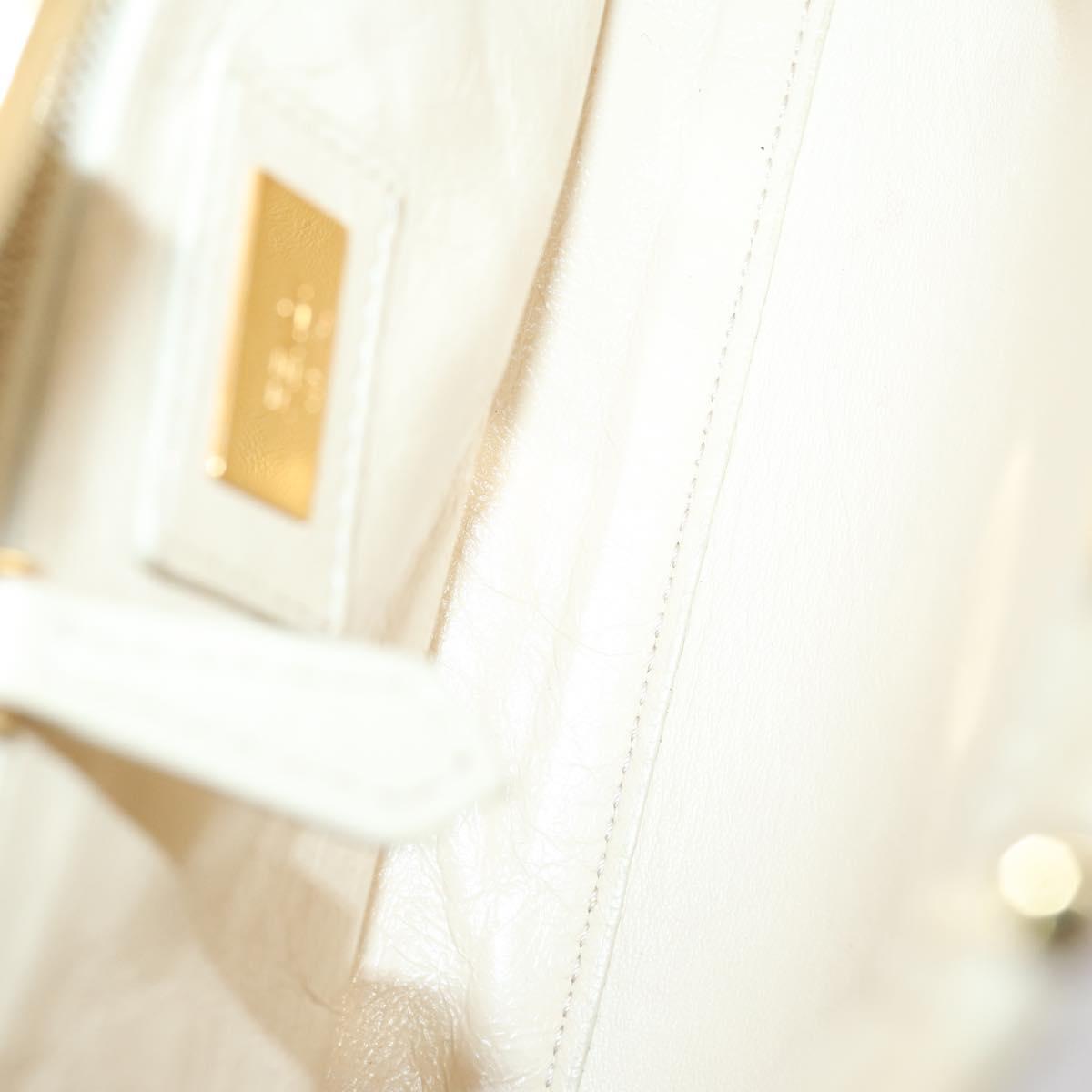 FENDI Mini Peek A Boo Hand Bag Leather 2way Ivory gold Auth bs29739