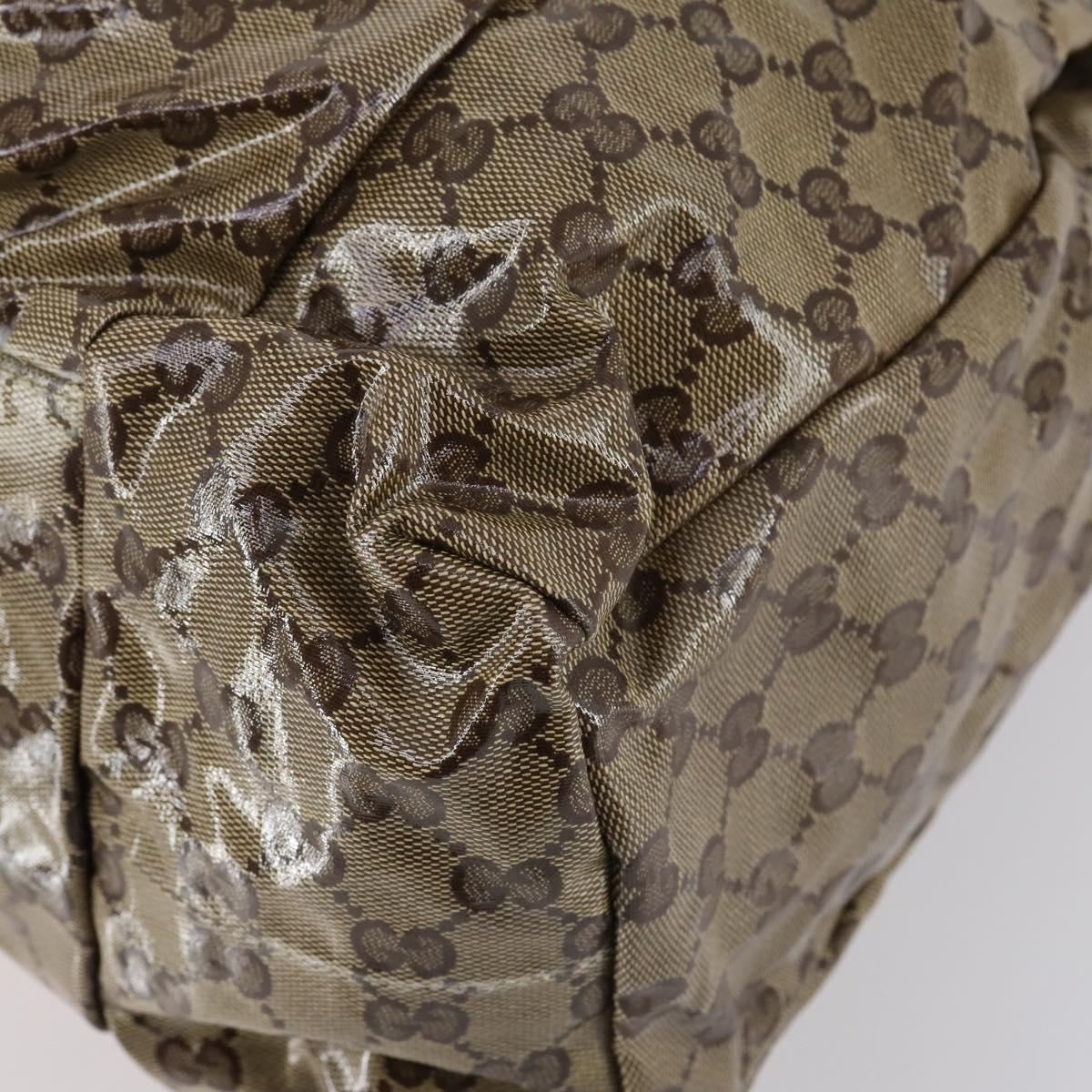 GUCCI GG Crystal Tote Bag Coated Canvas Beige Gold 197022 Auth bs29740