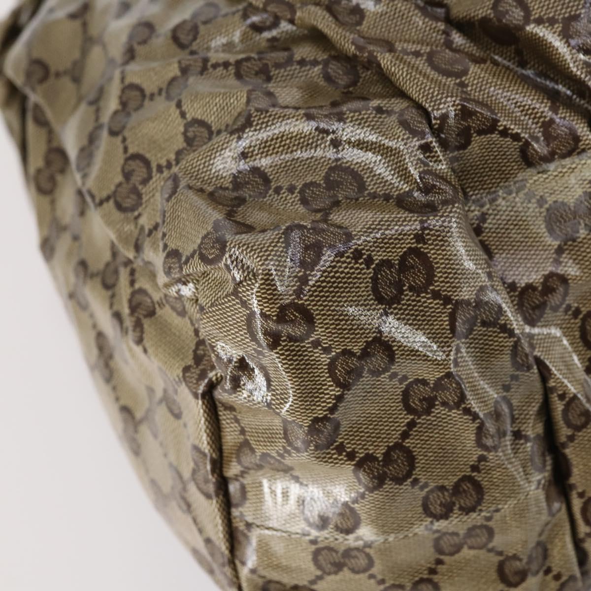 GUCCI GG Crystal Tote Bag Coated Canvas Beige Gold 197022 Auth bs29740