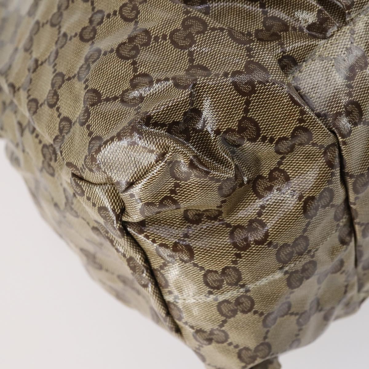 GUCCI GG Crystal Tote Bag Coated Canvas Beige Gold 197022 Auth bs29740