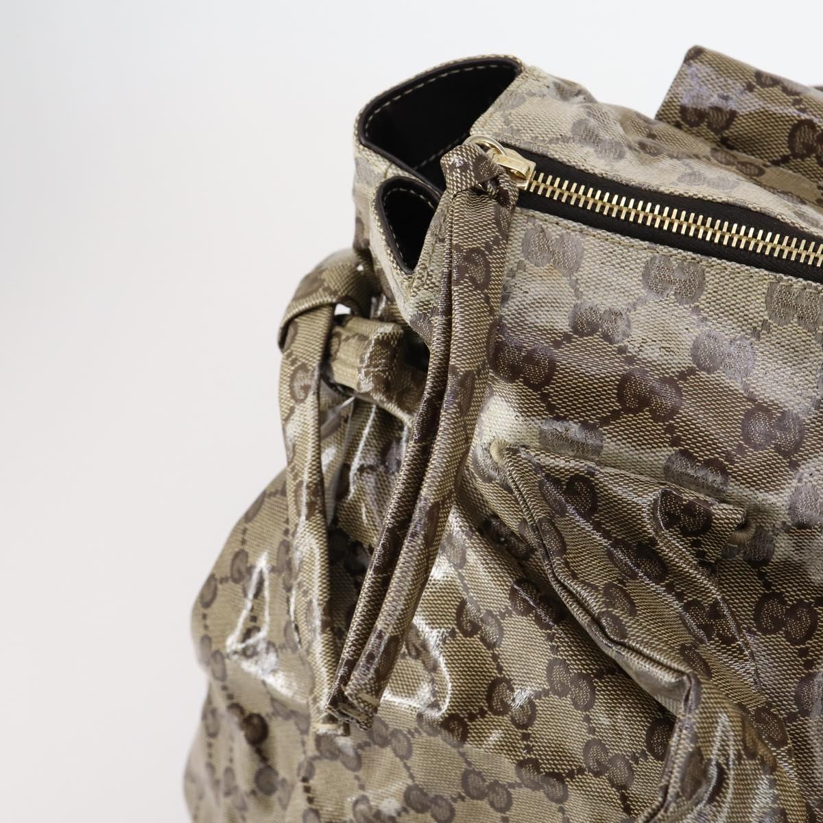 GUCCI GG Crystal Tote Bag Coated Canvas Beige Gold 197022 Auth bs29740