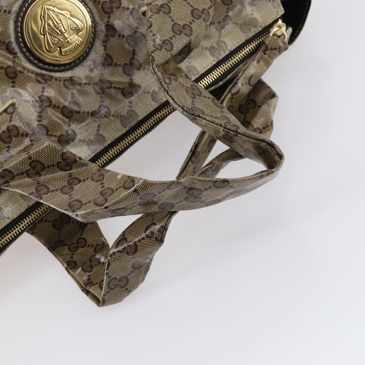 GUCCI GG Crystal Tote Bag Coated Canvas Beige Gold 197022 Auth bs29740