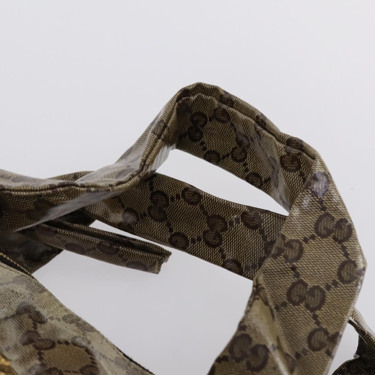 GUCCI GG Crystal Tote Bag Coated Canvas Beige Gold 197022 Auth bs29740