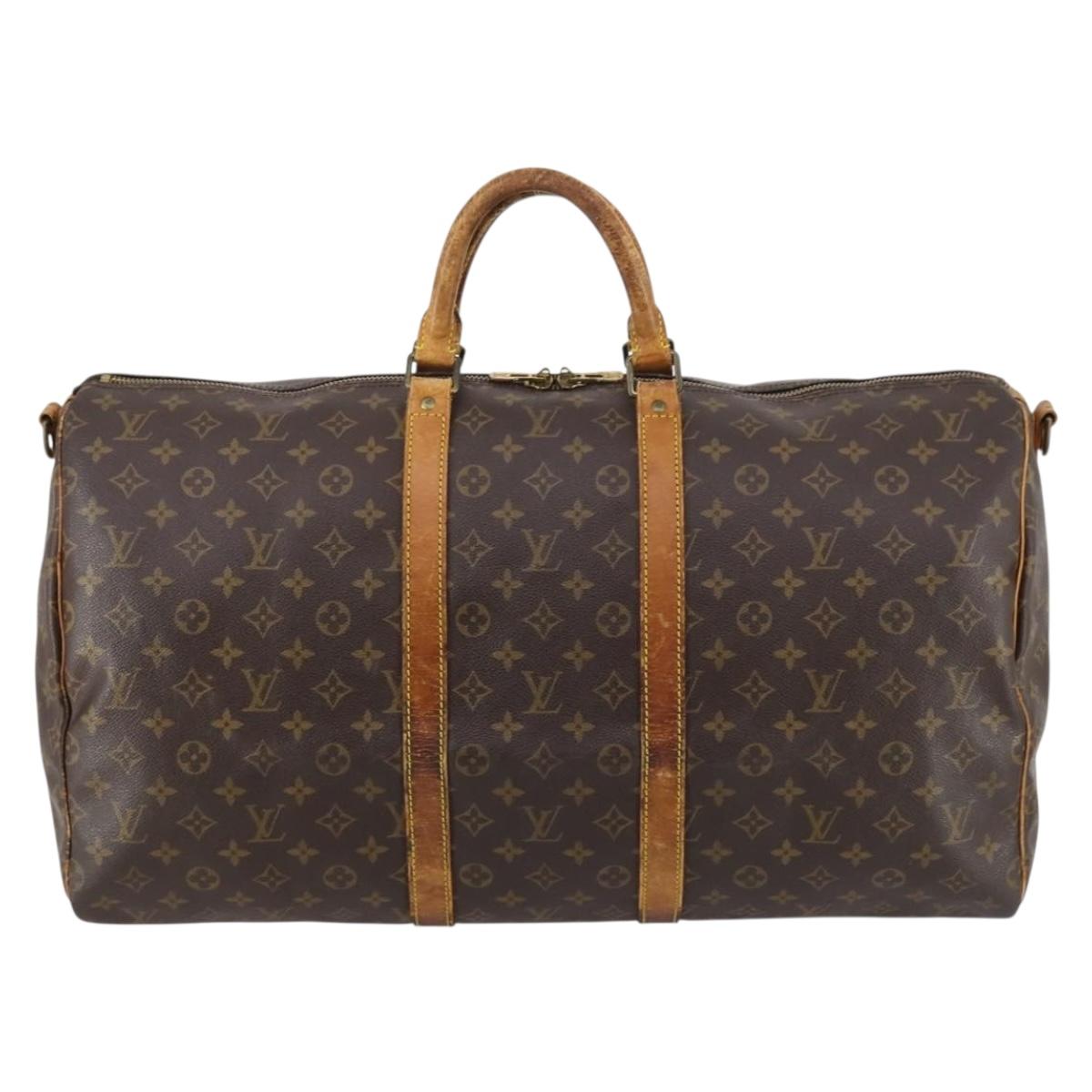 LOUIS VUITTON Monogram Keepall Bandouliere 55 Boston Bag M41414 LV Auth bs29746