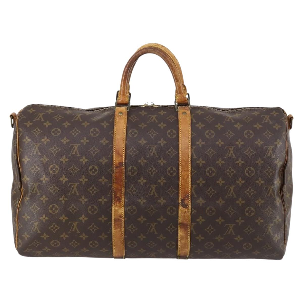 LOUIS VUITTON Monogram Keepall Bandouliere 55 Boston Bag M41414 LV Auth bs29746