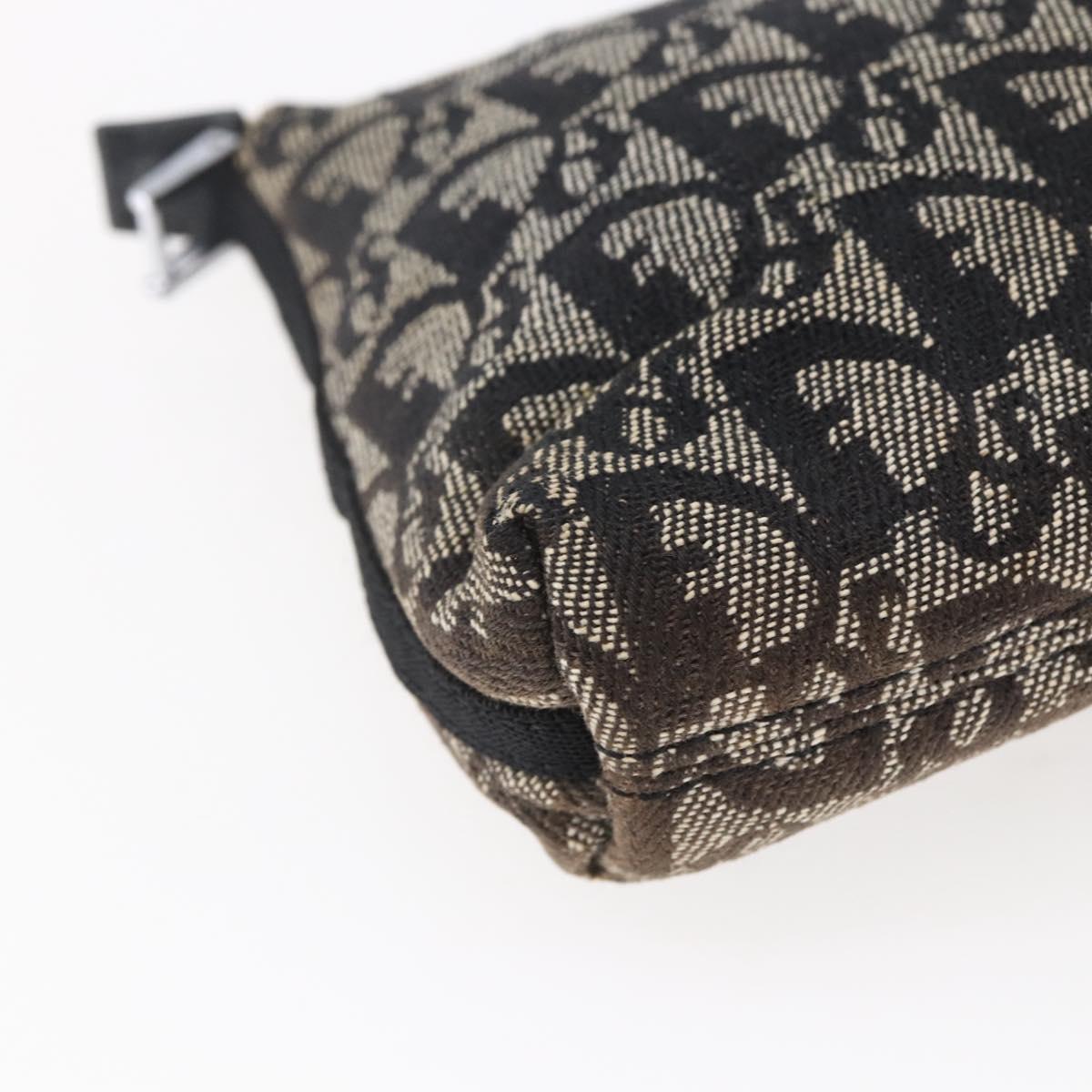 Christian Dior Trotter Canvas Pouch Brown Silver Auth bs29749