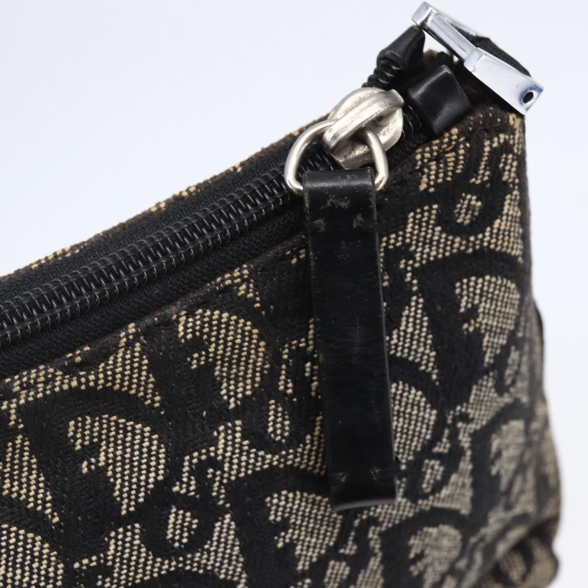 Christian Dior Trotter Canvas Pouch Brown Silver Auth bs29749