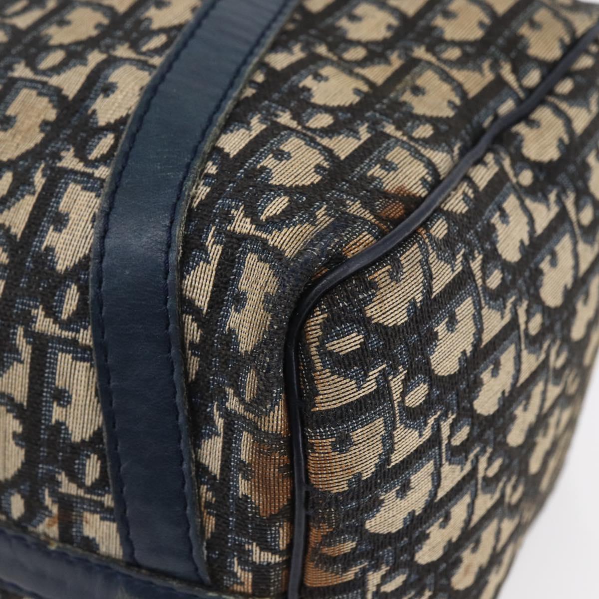 Christian Dior Trotter Canvas mini Boston Bag Navy Gold Auth bs29750