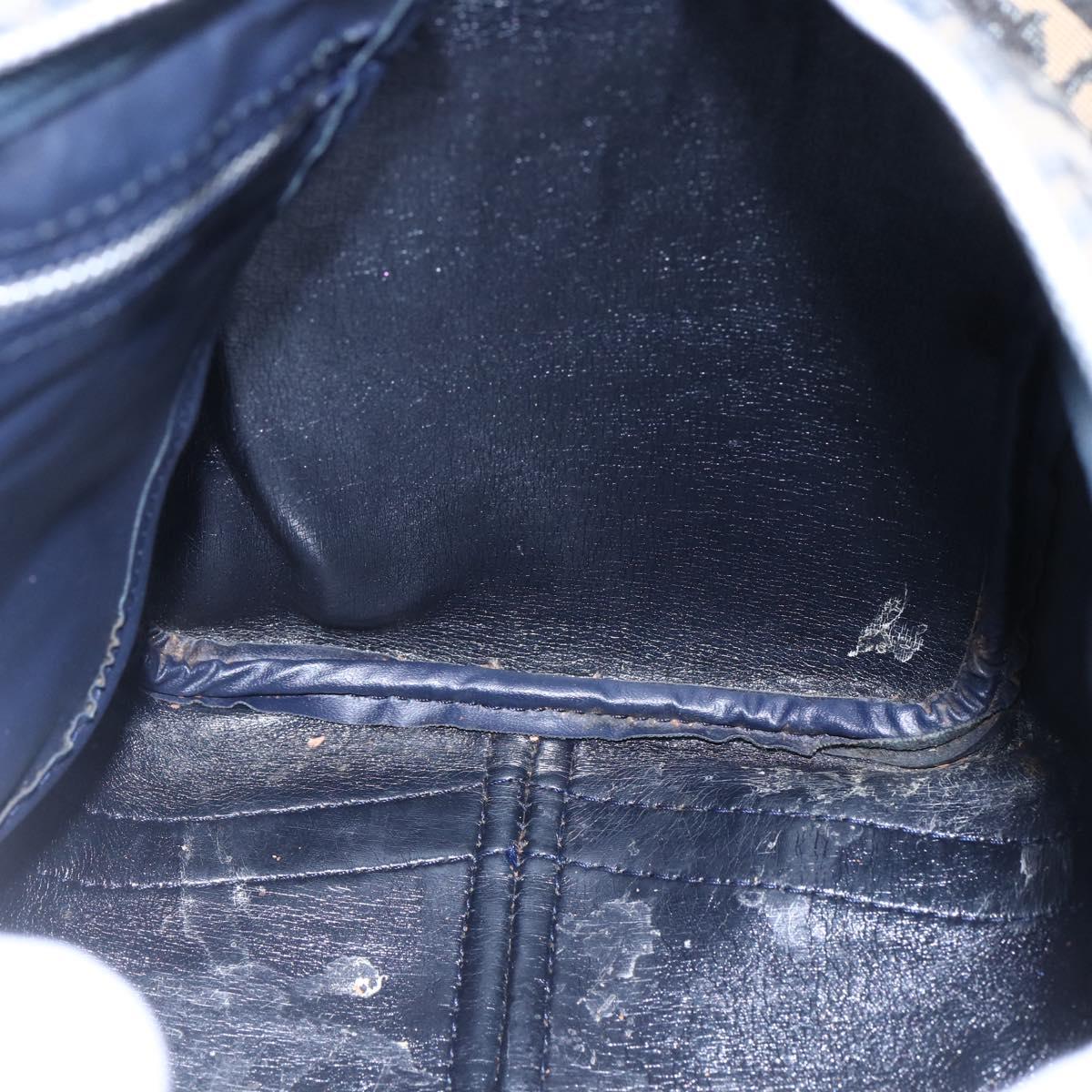 Christian Dior Trotter Canvas mini Boston Bag Navy Gold Auth bs29750