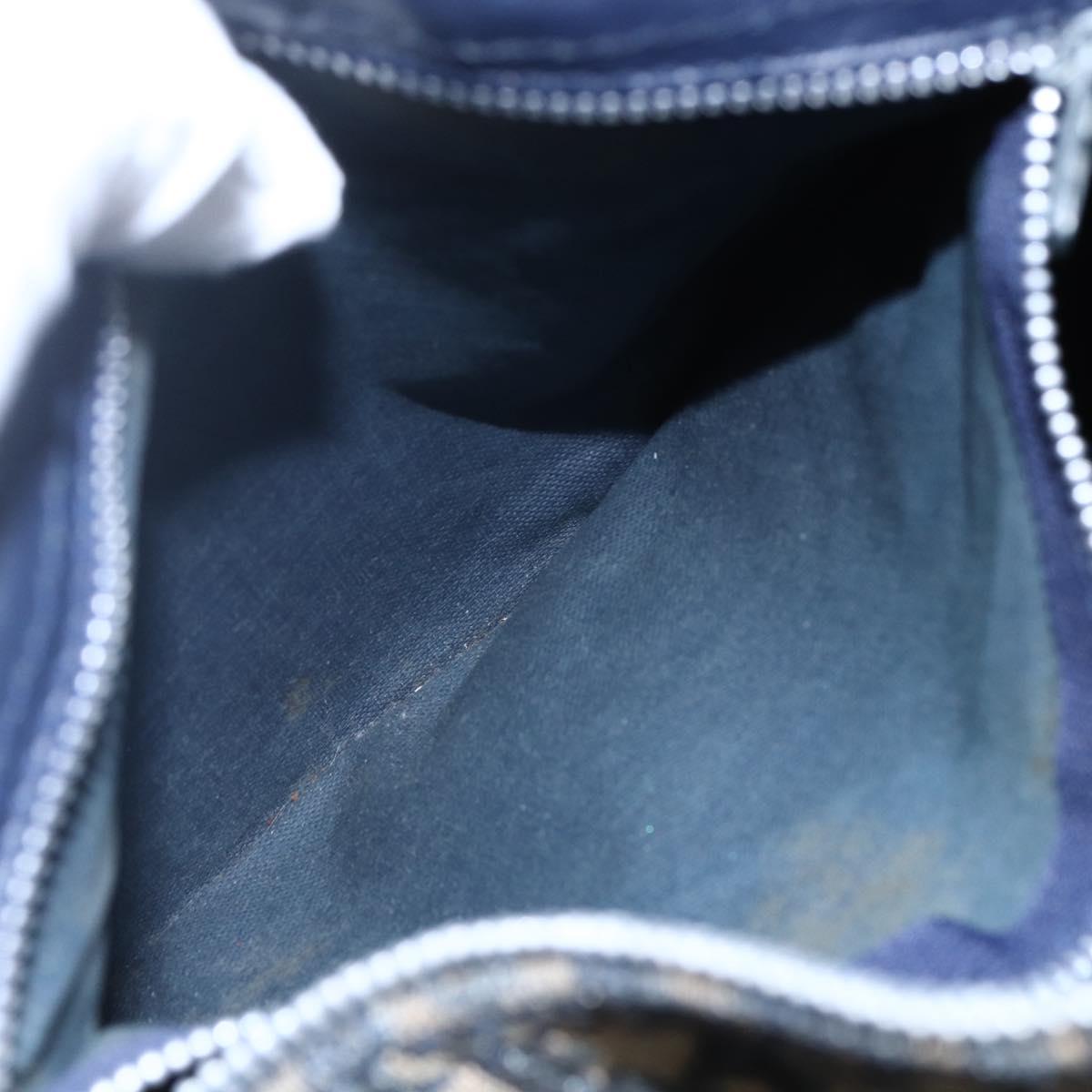 Christian Dior Trotter Canvas mini Boston Bag Navy Gold Auth bs29750