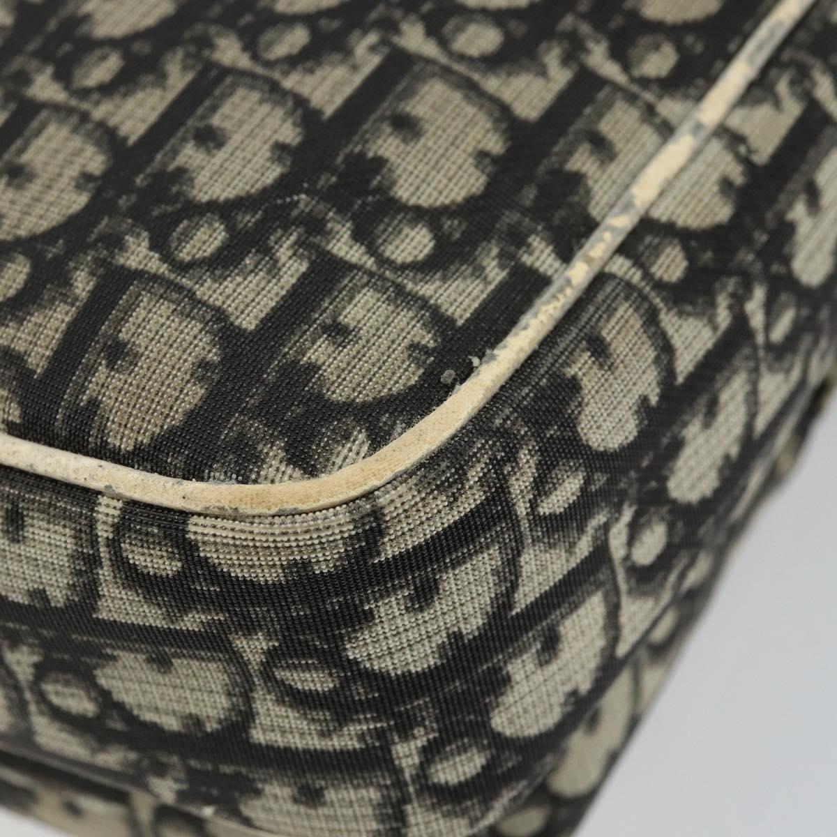 Christian Dior Trotter Canvas Shoulder Bag PVC Black Silver Auth bs29752