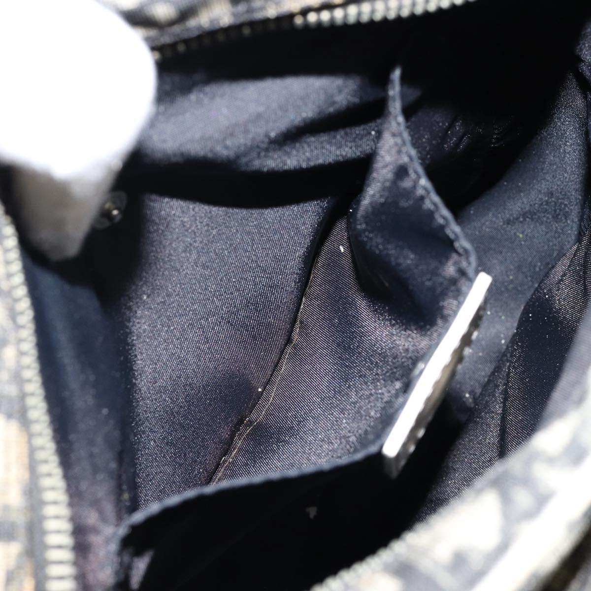 Christian Dior Trotter Canvas Shoulder Bag PVC Black Silver Auth bs29752