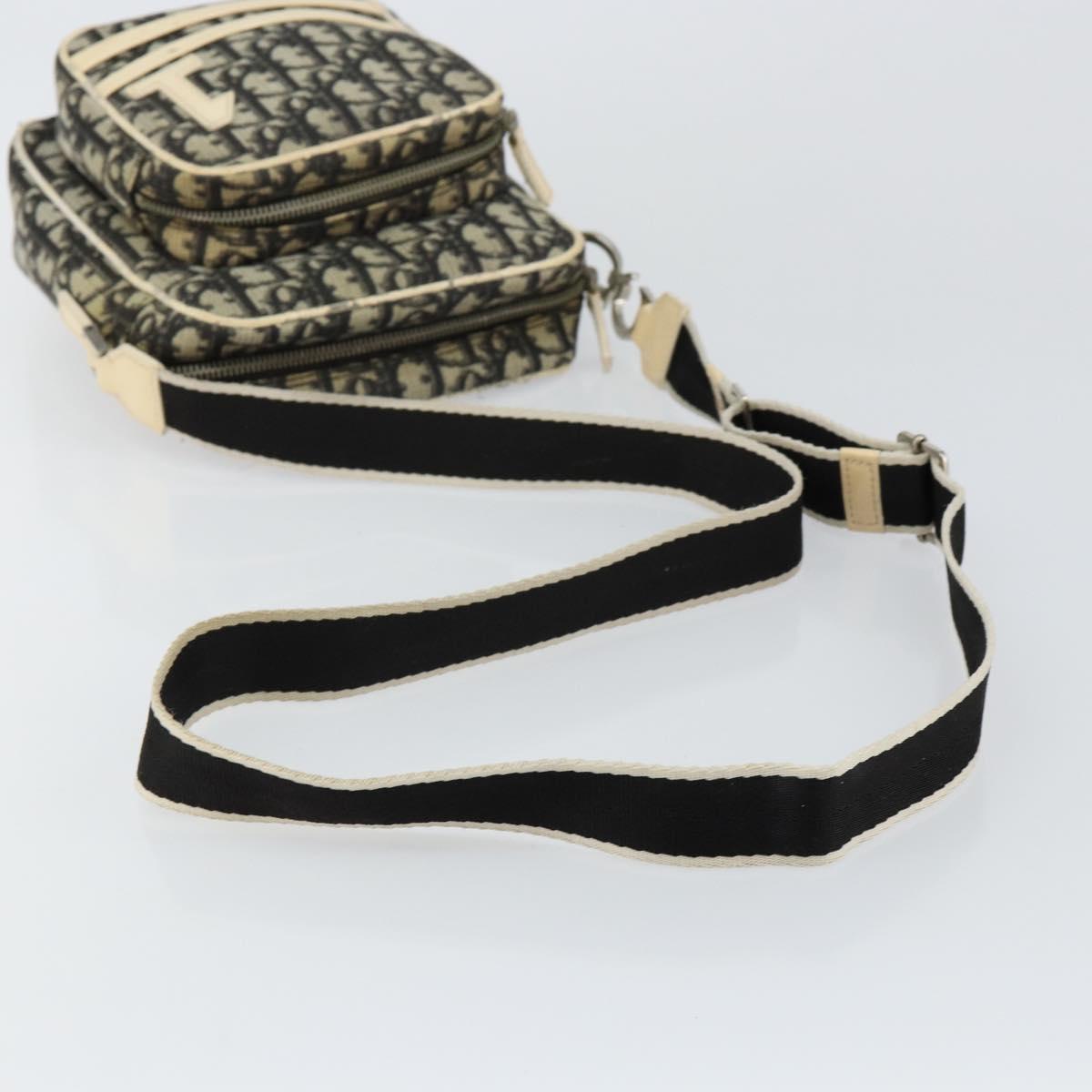 Christian Dior Trotter Canvas Shoulder Bag PVC Black Silver Auth bs29752