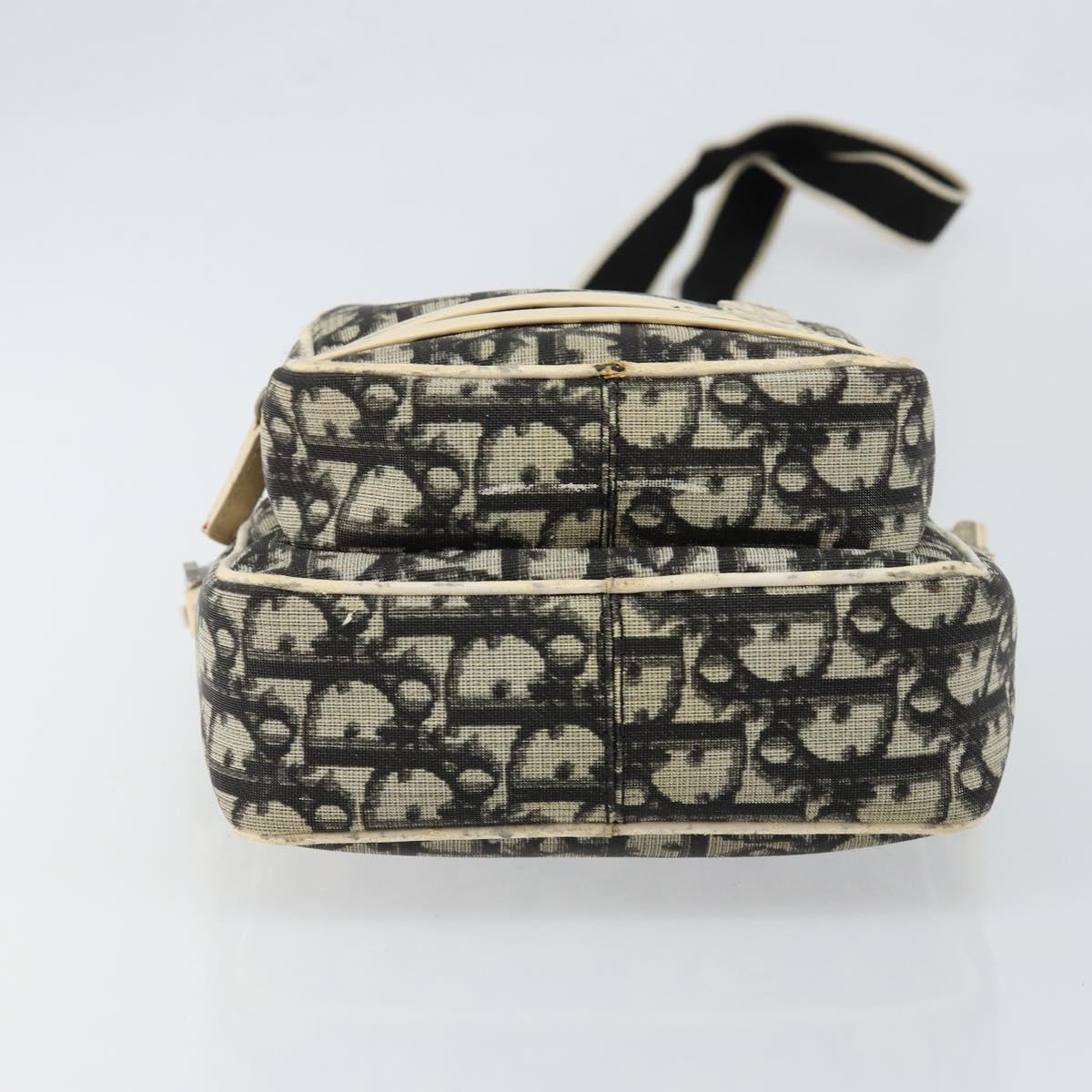 Christian Dior Trotter Canvas Shoulder Bag PVC Black Silver Auth bs29752