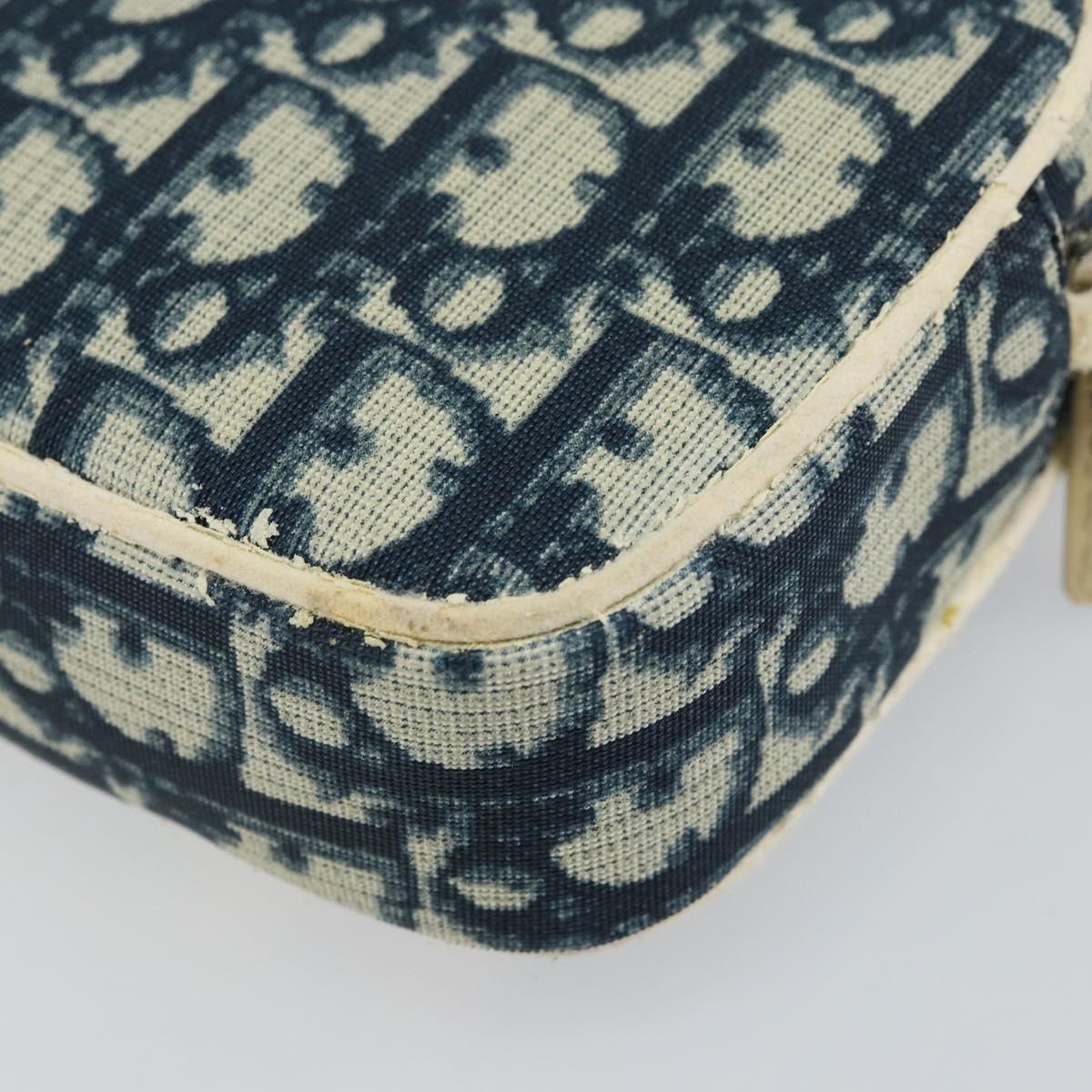 Christian Dior Trotter Canvas Shoulder Bag PVC Navy Silver Auth bs29753
