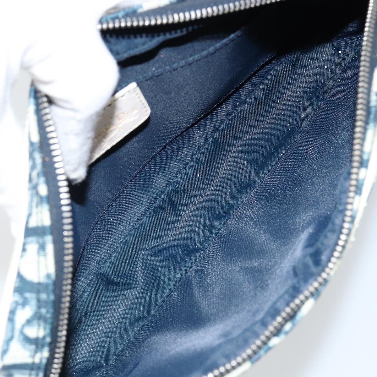 Christian Dior Trotter Canvas Shoulder Bag PVC Navy Silver Auth bs29753