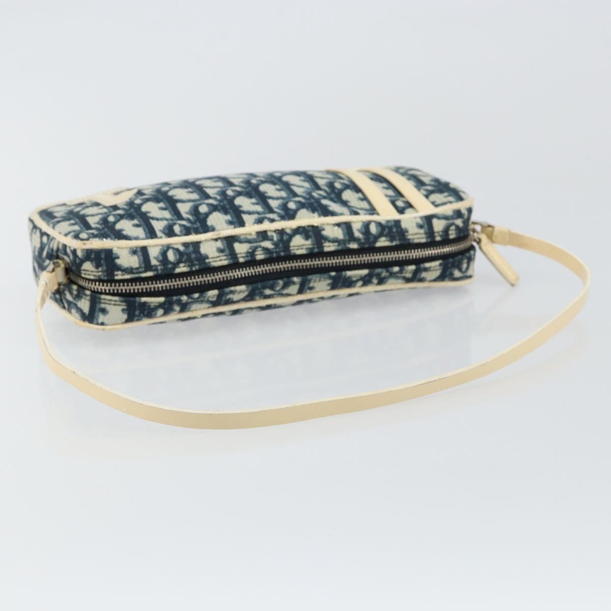 Christian Dior Trotter Canvas Shoulder Bag PVC Navy Silver Auth bs29753