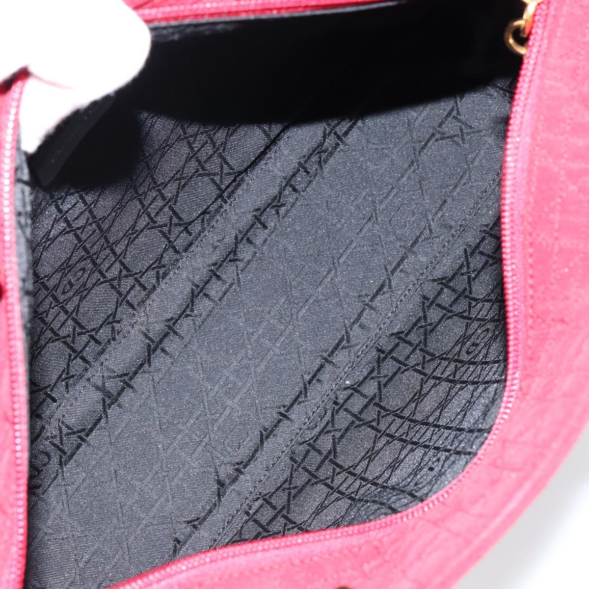 Christian Dior Lady Dior Canage Hand Bag Nylon Red Gold Auth bs29754