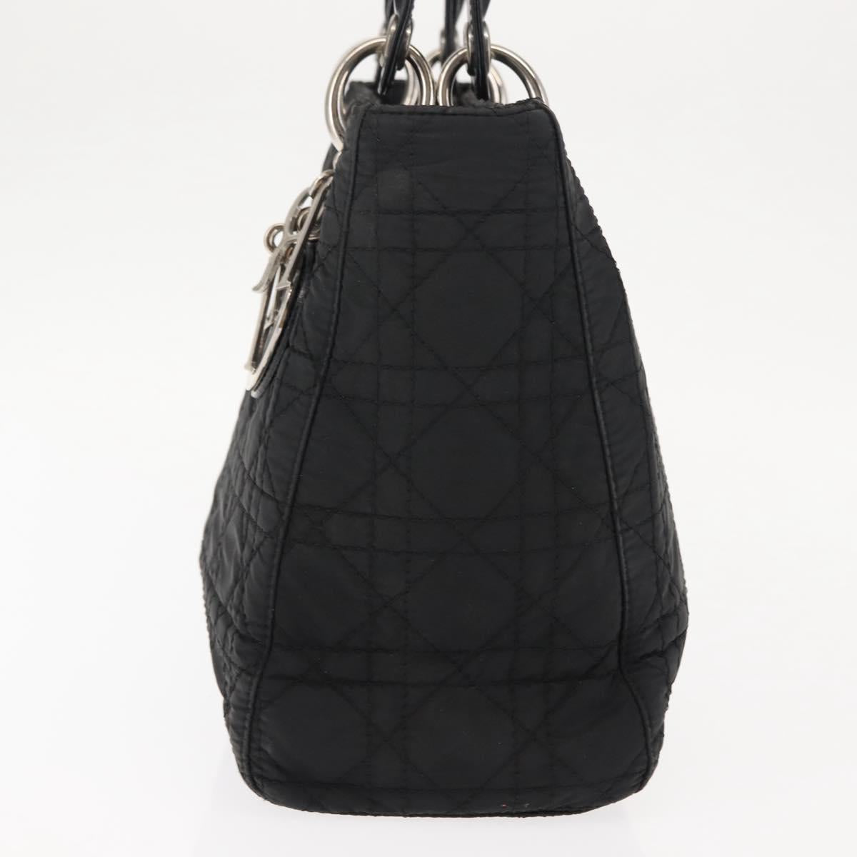 Christian Dior Lady Dior Canage Hand Bag Nylon Black Gold Auth bs29755