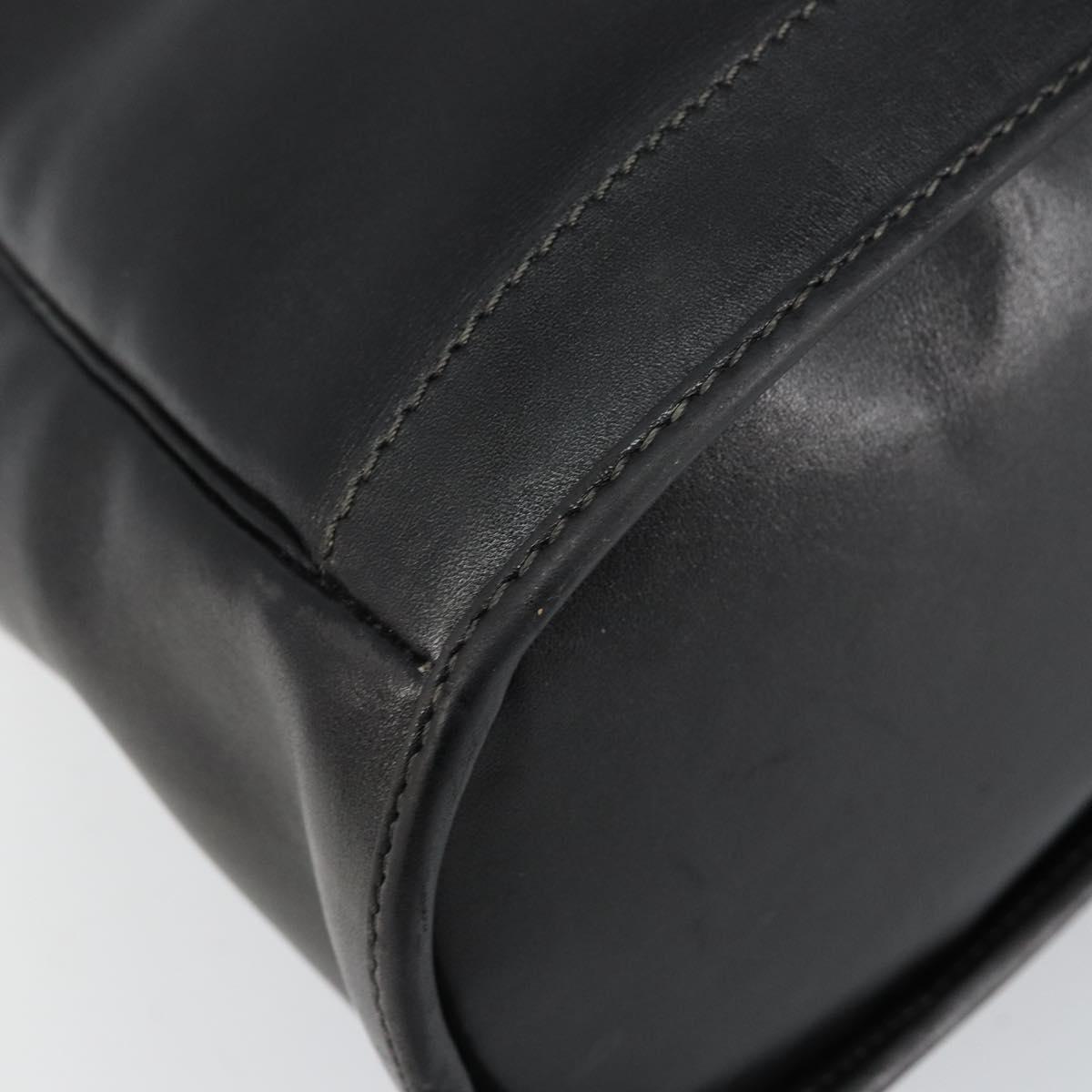 Christian Dior Hand Bag Leather Black Gold Auth bs29757