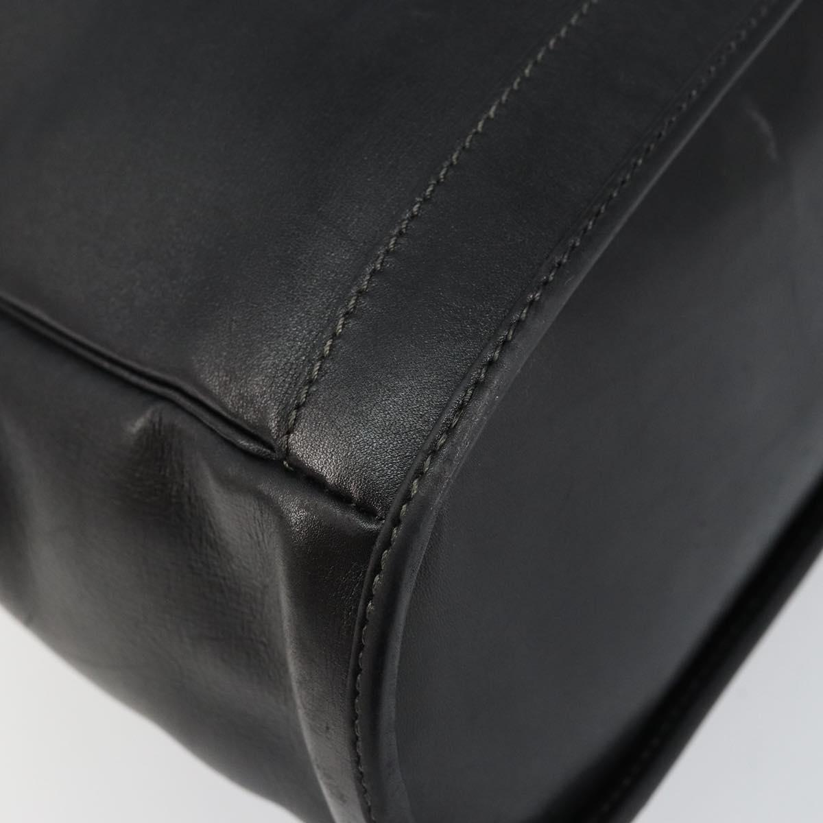 Christian Dior Hand Bag Leather Black Gold Auth bs29757