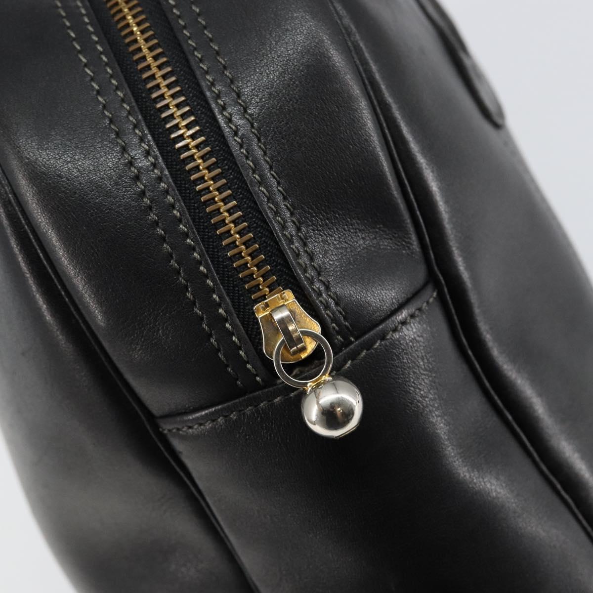 Christian Dior Hand Bag Leather Black Gold Auth bs29757