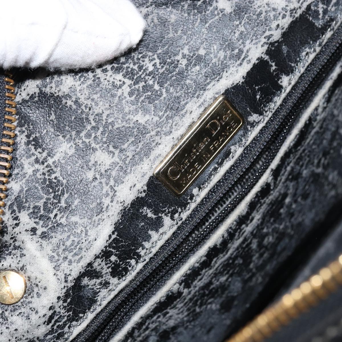 Christian Dior Hand Bag Leather Black Gold Auth bs29757