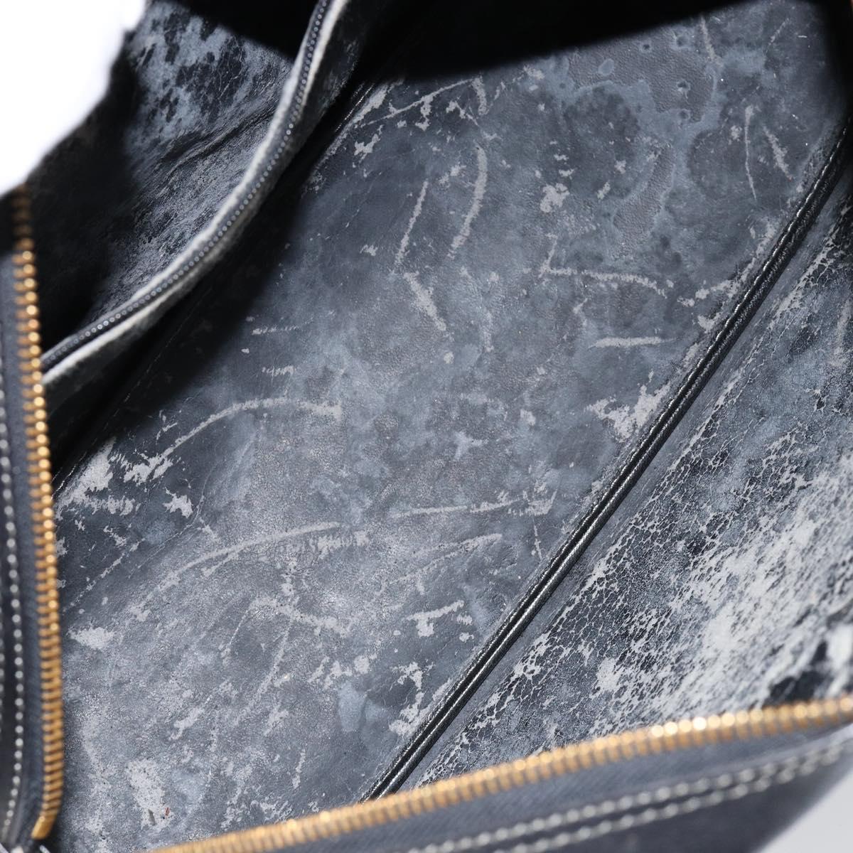 Christian Dior Hand Bag Leather Black Gold Auth bs29757