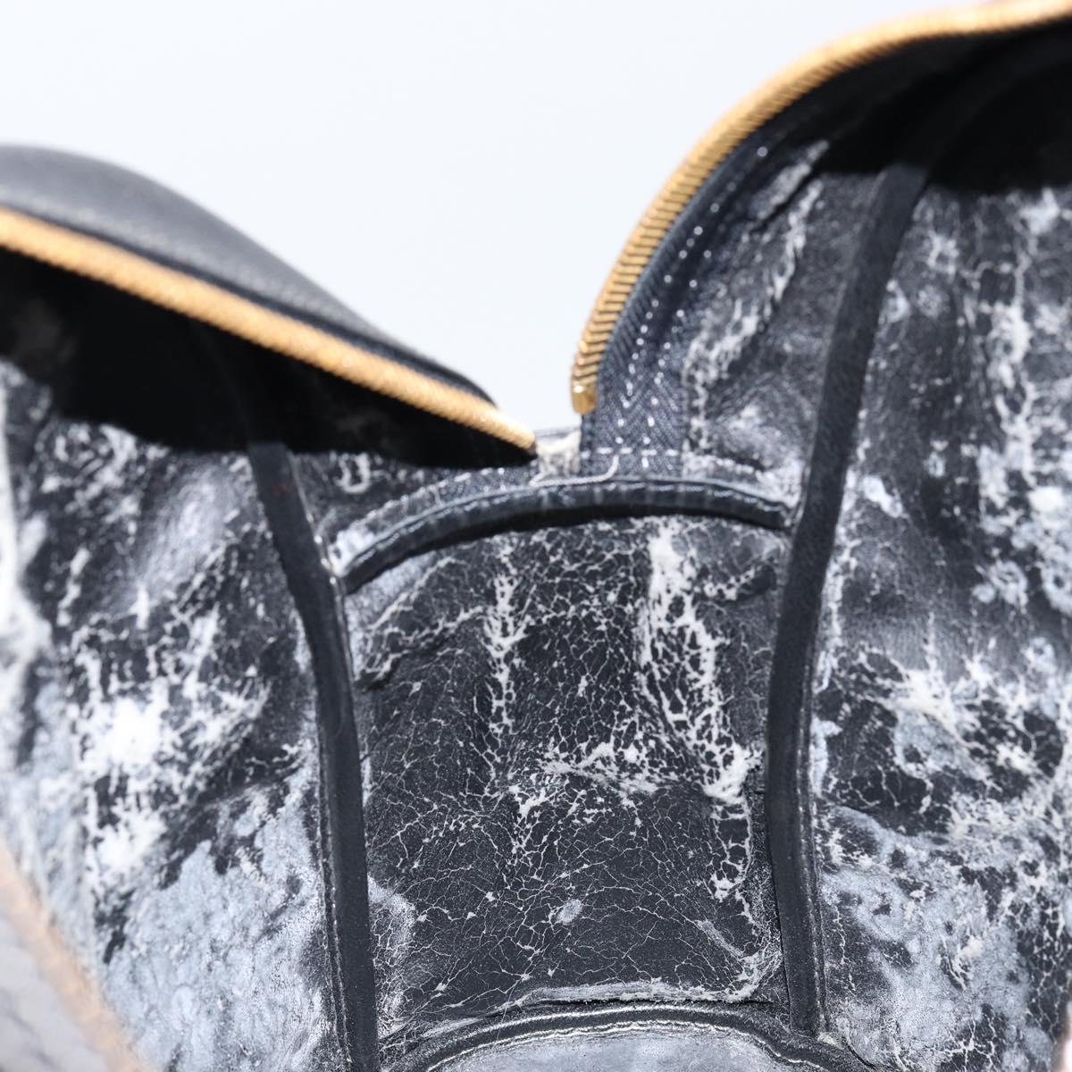 Christian Dior Hand Bag Leather Black Gold Auth bs29757