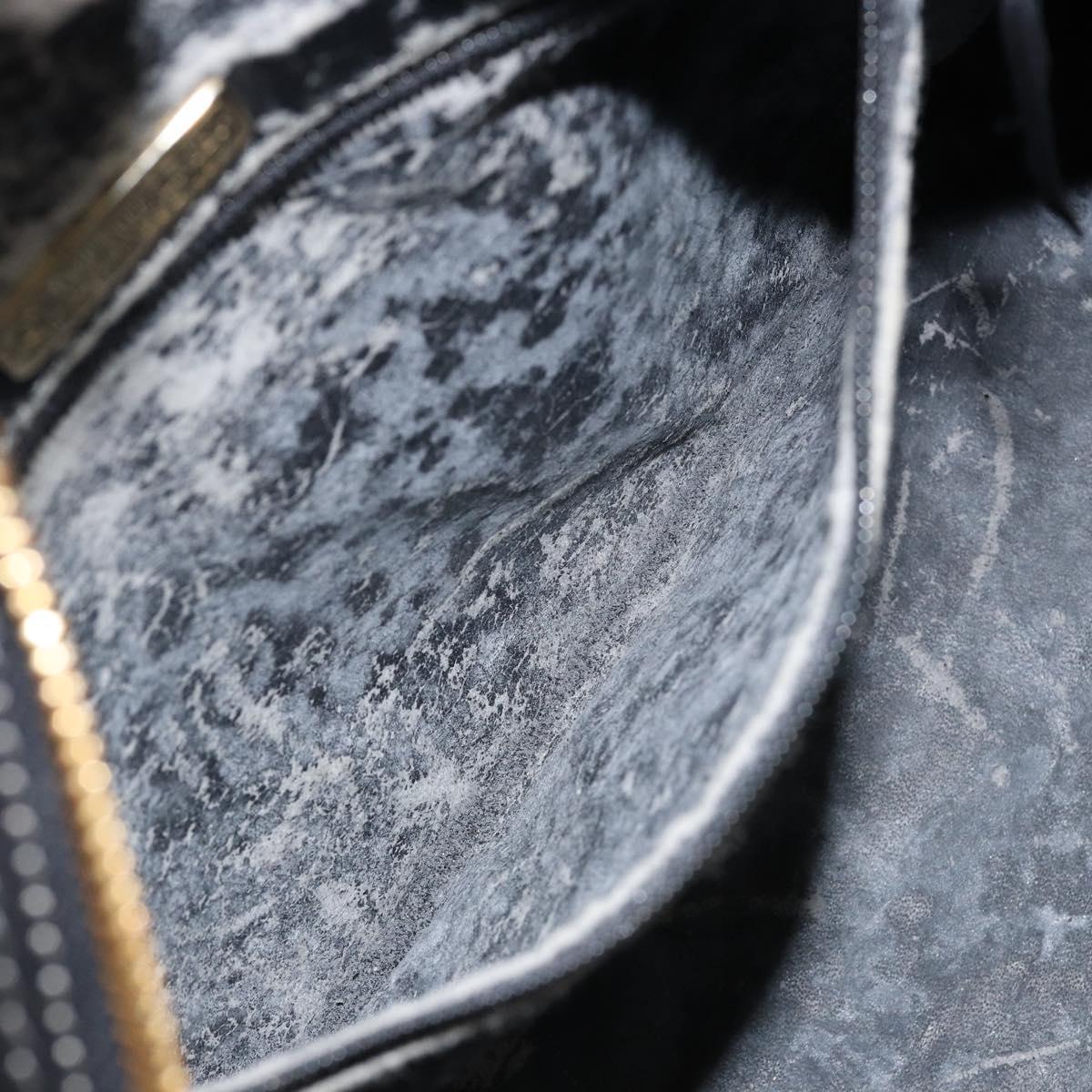 Christian Dior Hand Bag Leather Black Gold Auth bs29757