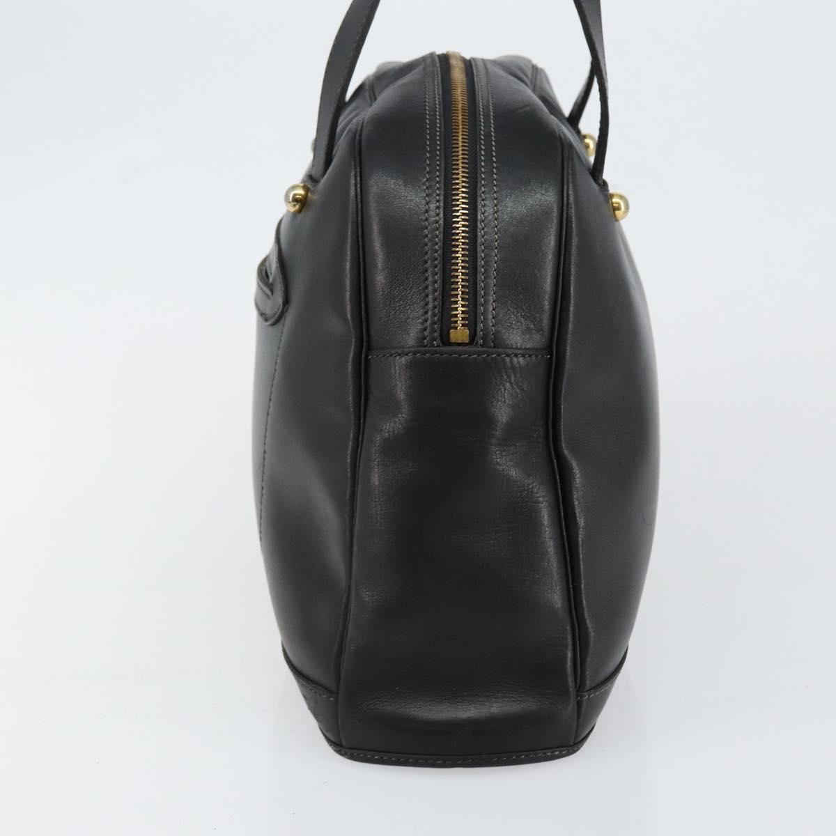 Christian Dior Hand Bag Leather Black Gold Auth bs29757