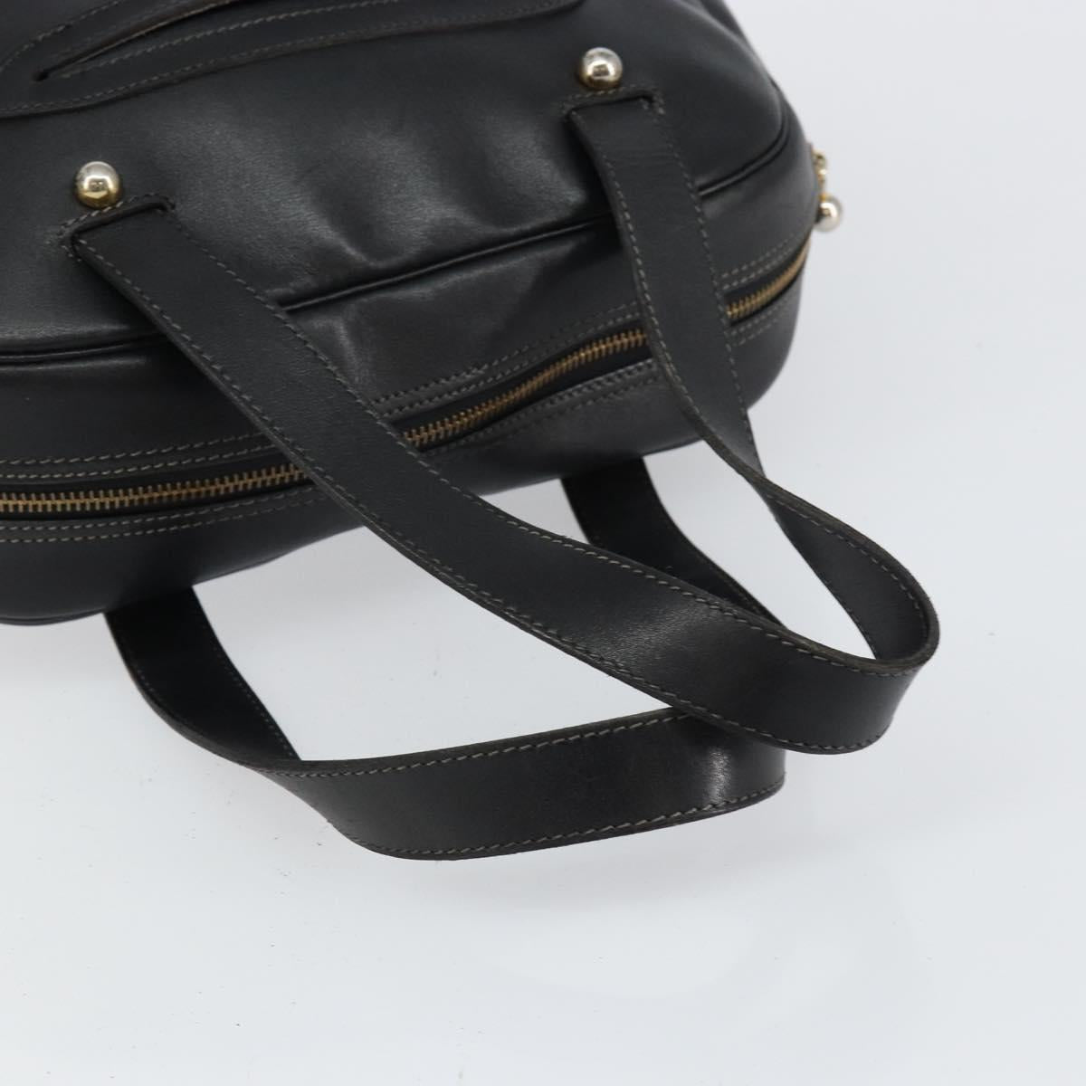 Christian Dior Hand Bag Leather Black Gold Auth bs29757