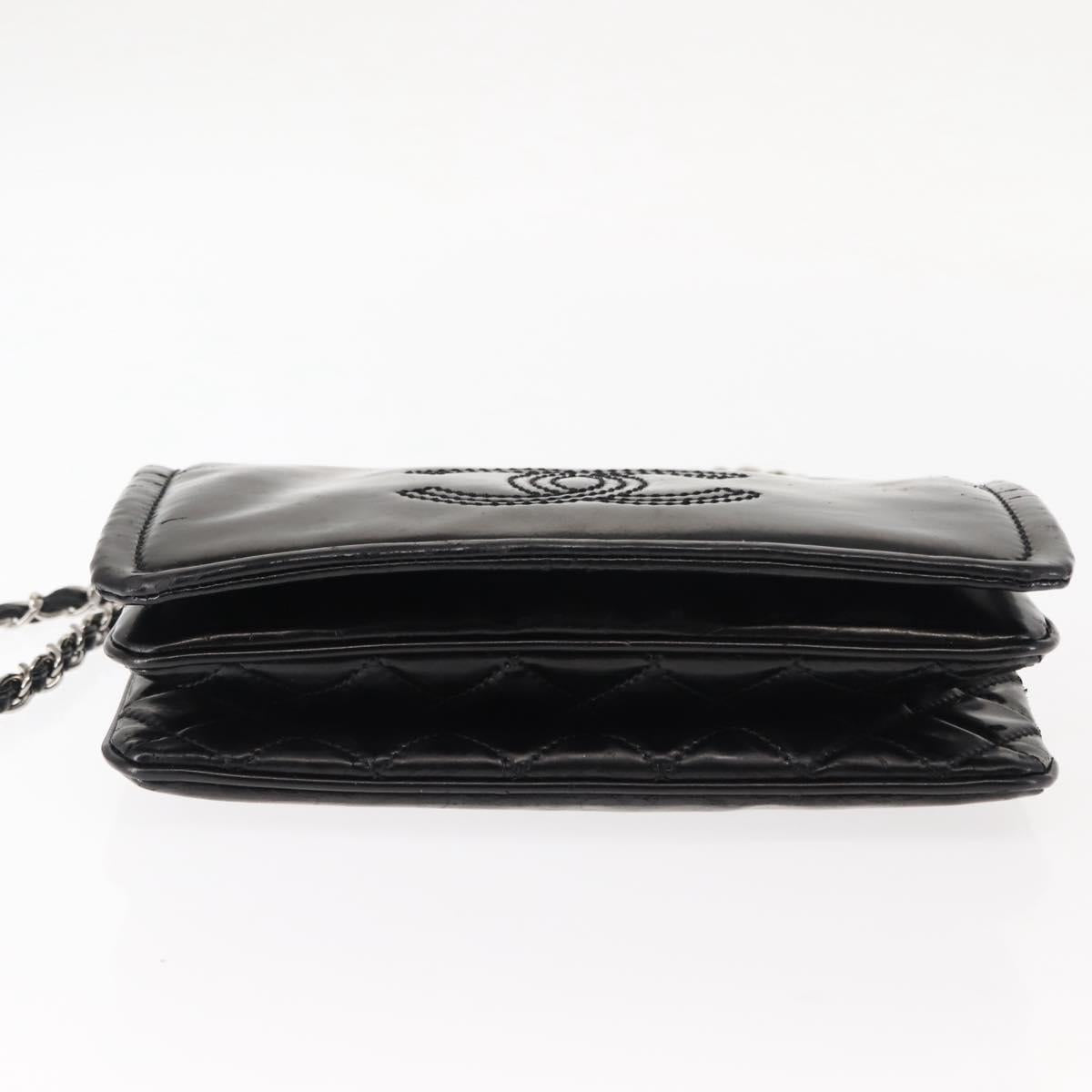 CHANEL Chain Shoulder Bag Patent leather Black Gold CC Auth bs29761