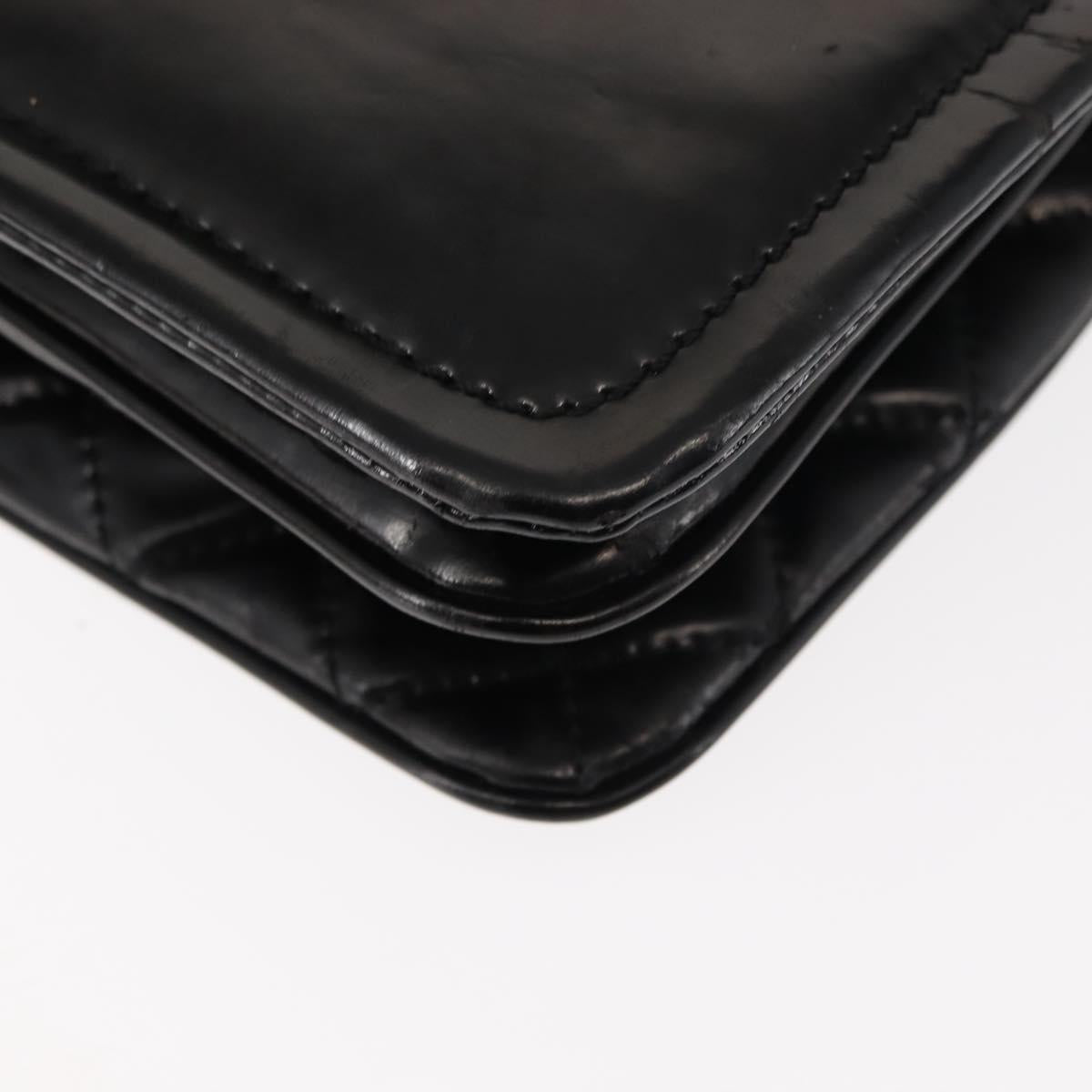 CHANEL Chain Shoulder Bag Patent leather Black Gold CC Auth bs29761