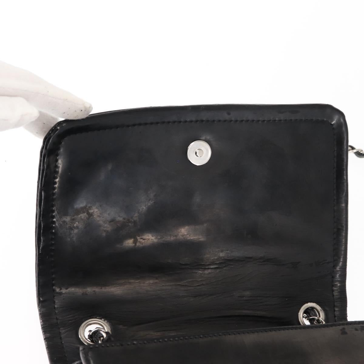 CHANEL Chain Shoulder Bag Patent leather Black Gold CC Auth bs29761