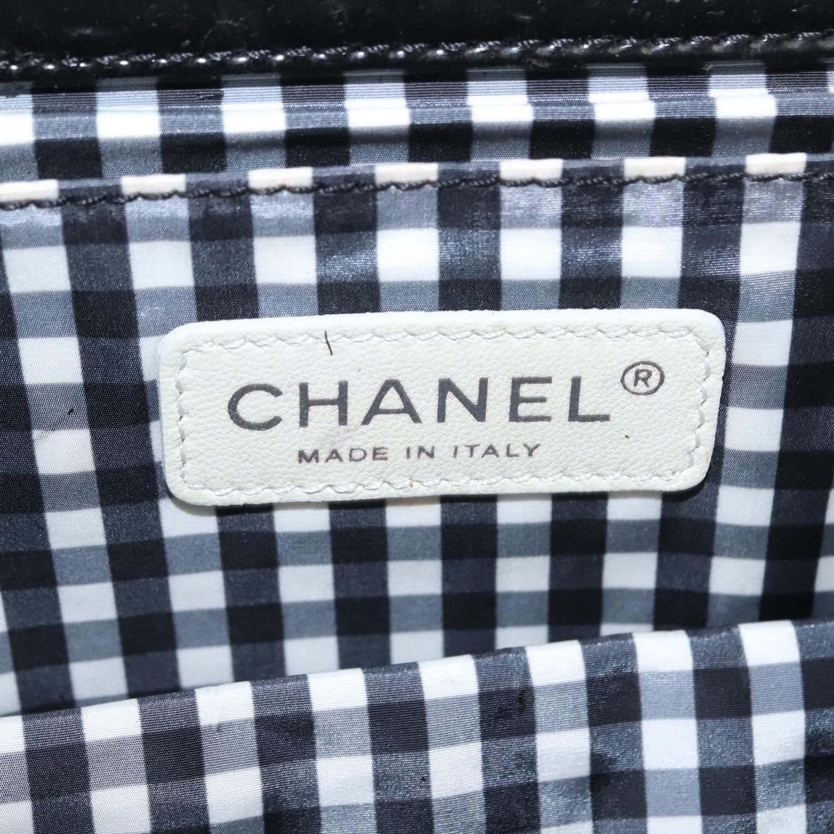 CHANEL Chain Shoulder Bag Patent leather Black Gold CC Auth bs29761