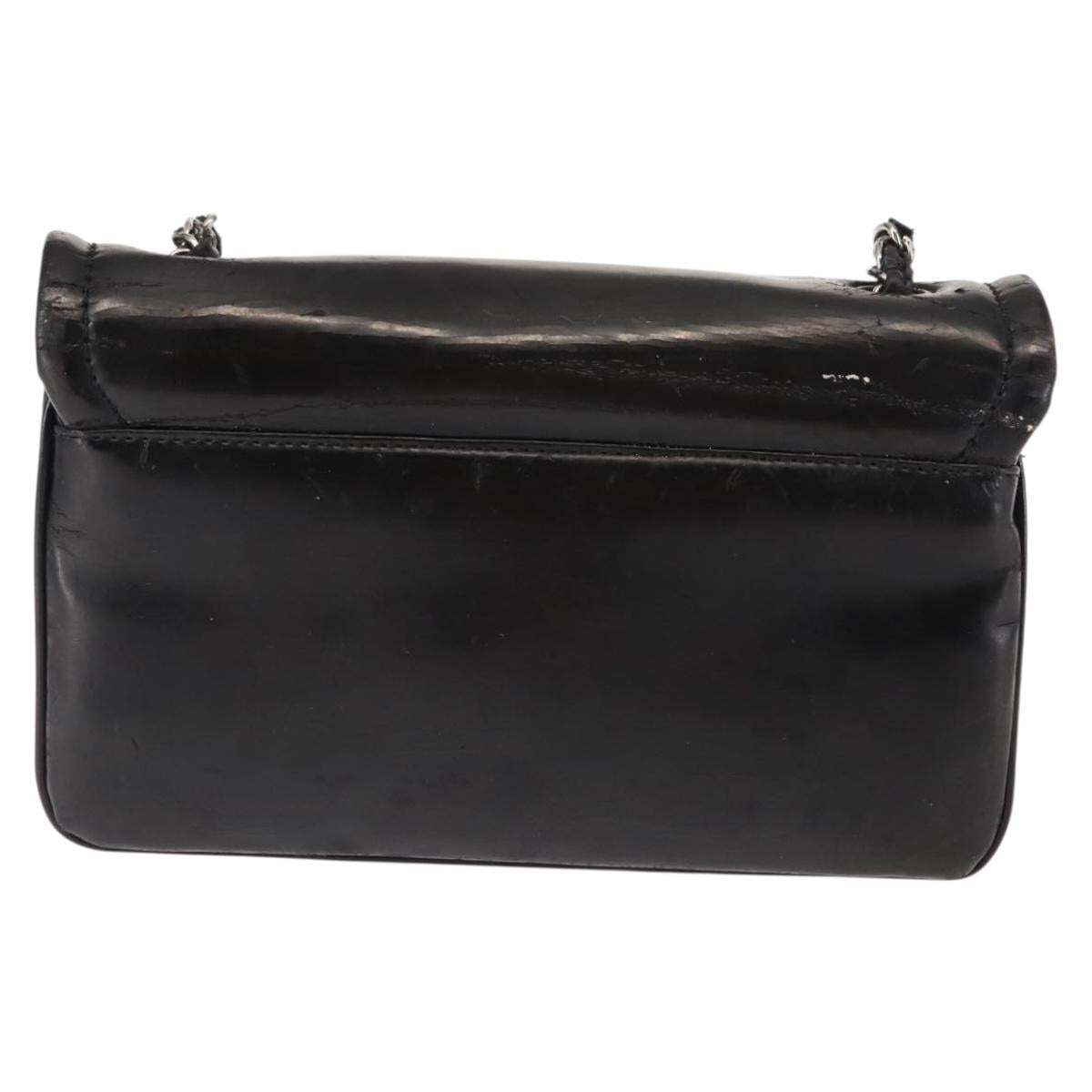 CHANEL Chain Shoulder Bag Patent leather Black Gold CC Auth bs29761