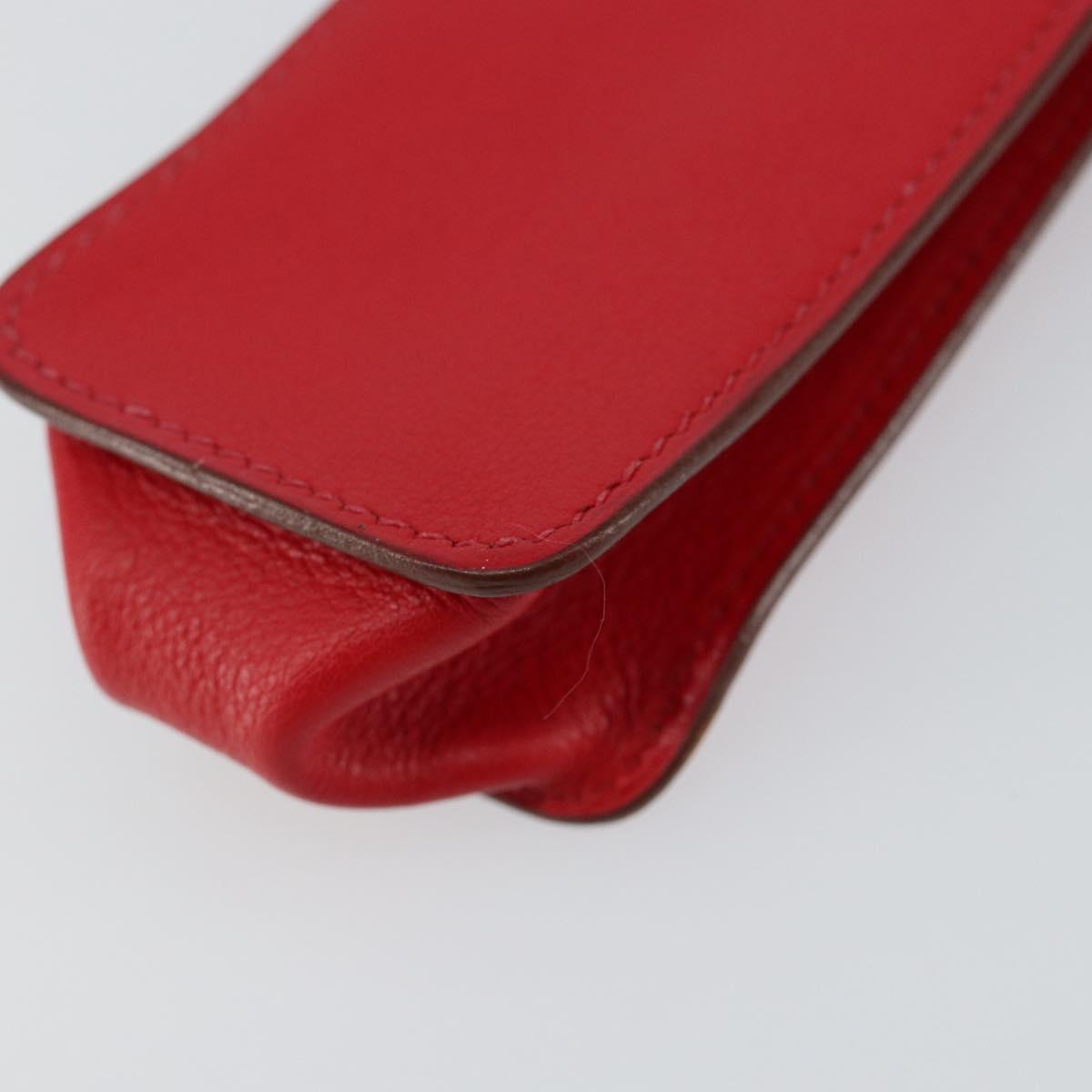 HERMES Glasses Case Leather Red Gold Auth bs29762